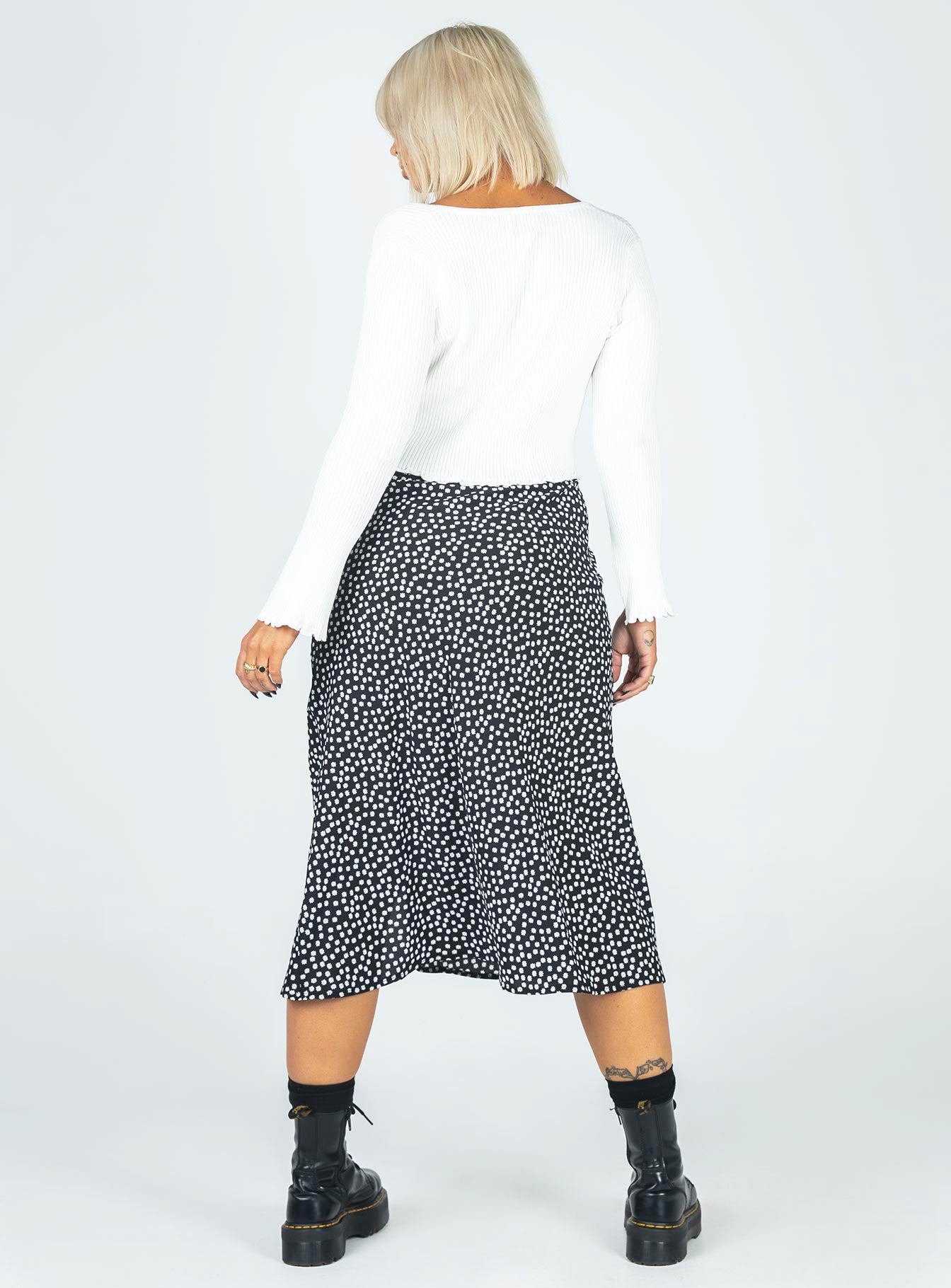Mabel Midi Skirt Black/White