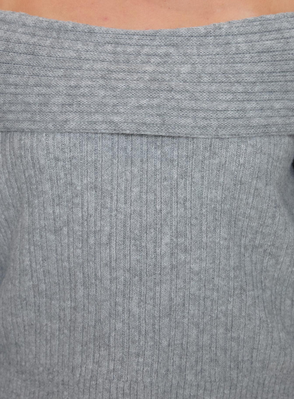 Snowie Off Shoulder Knit Sweater Grey Curve