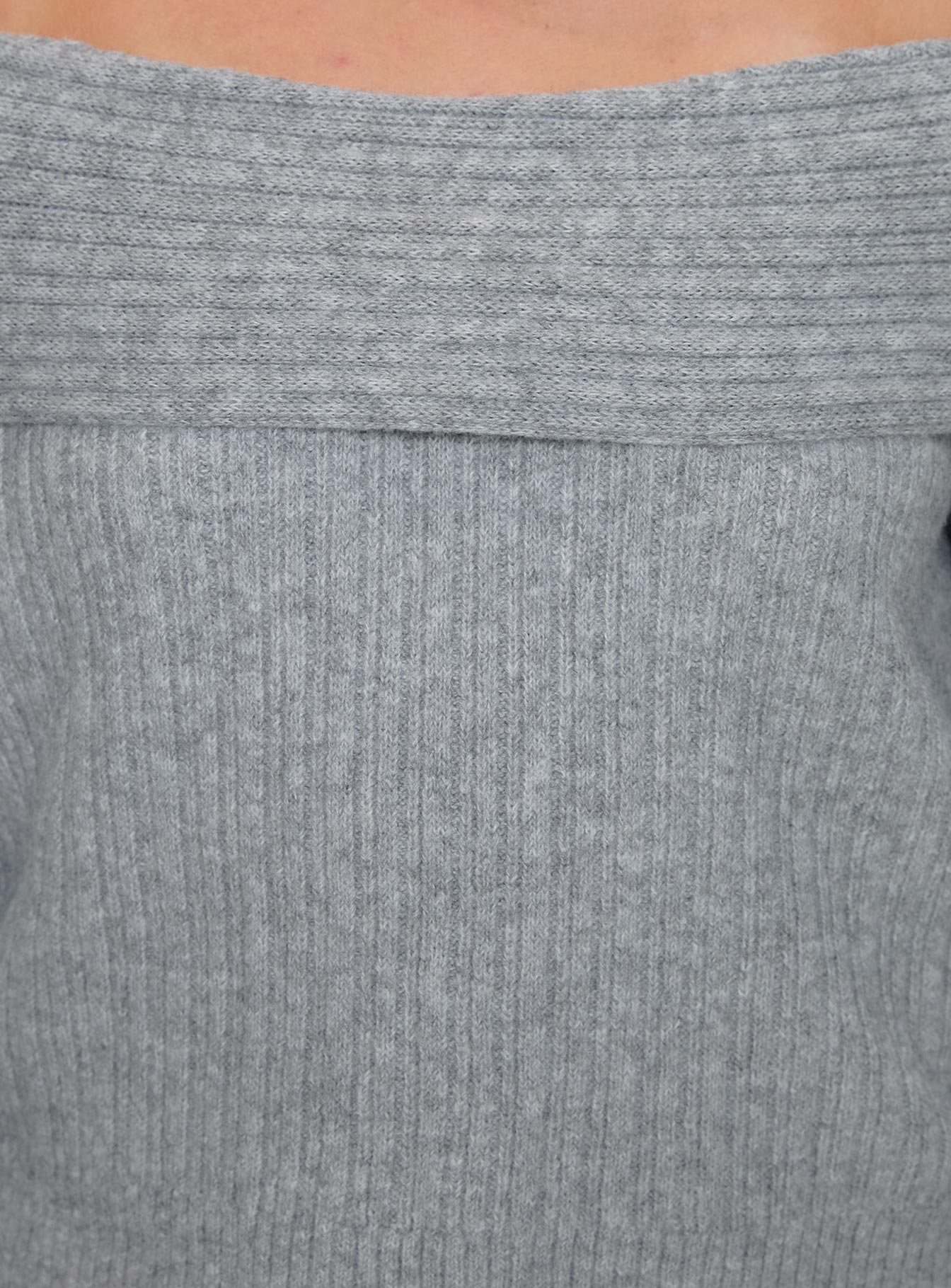 Snowie Off Shoulder Knit Sweater Grey Curve