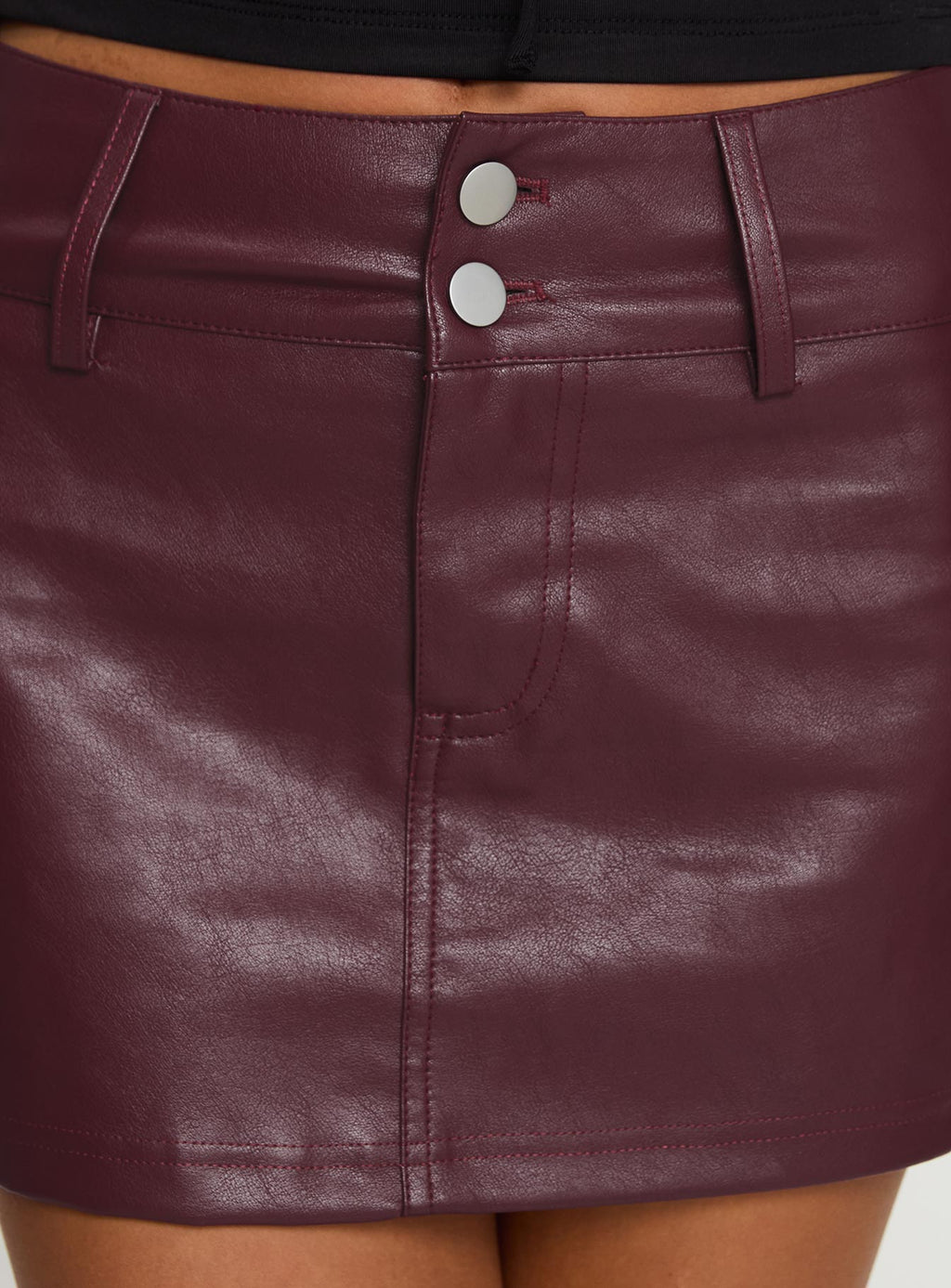 Magee Faux Leather Mini Skirt Burgundy
