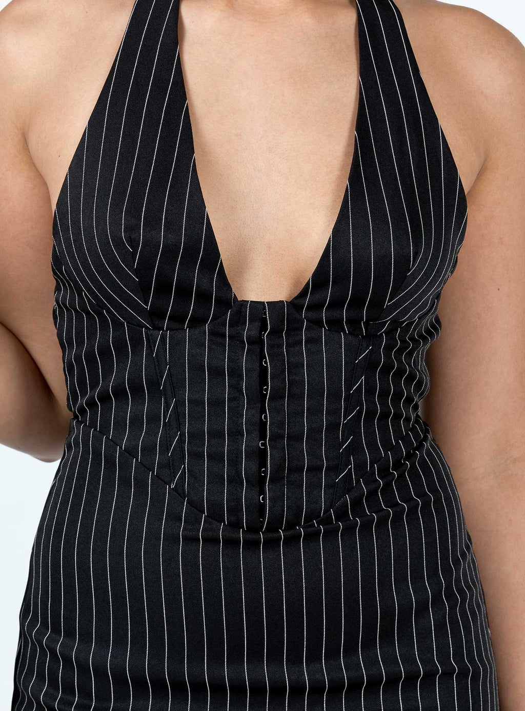 Hickson Mini Dress Black Pinstripe