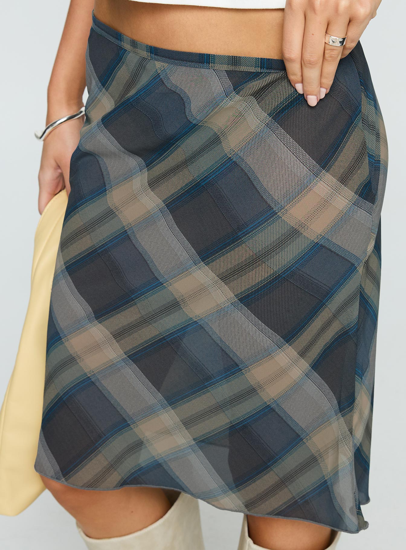 Shoreline Midi Skirt Blue Check