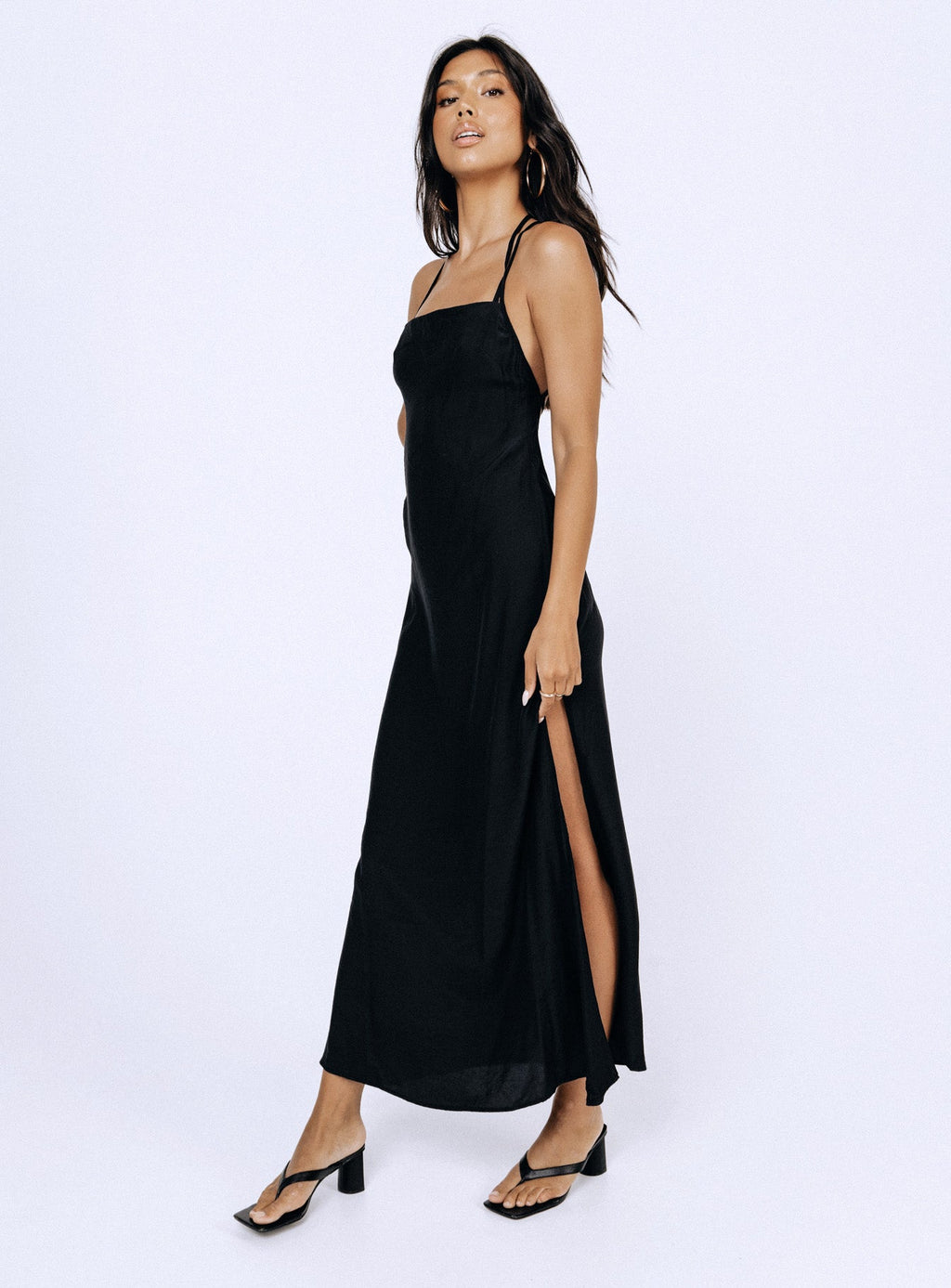 Angela Tie Maxi Dress Black