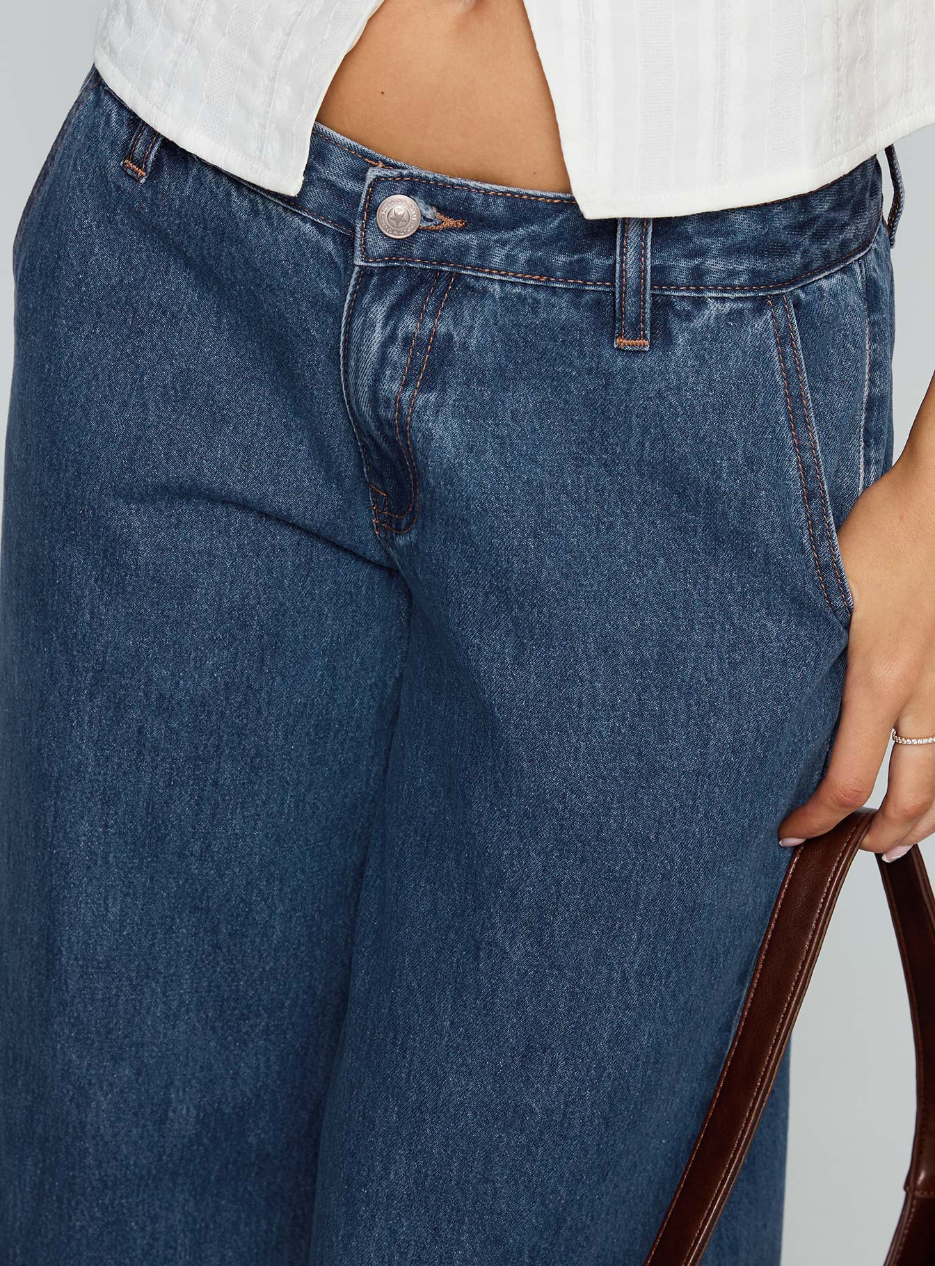 Hyde Low Rise Wide Leg Jeans Mid Blue