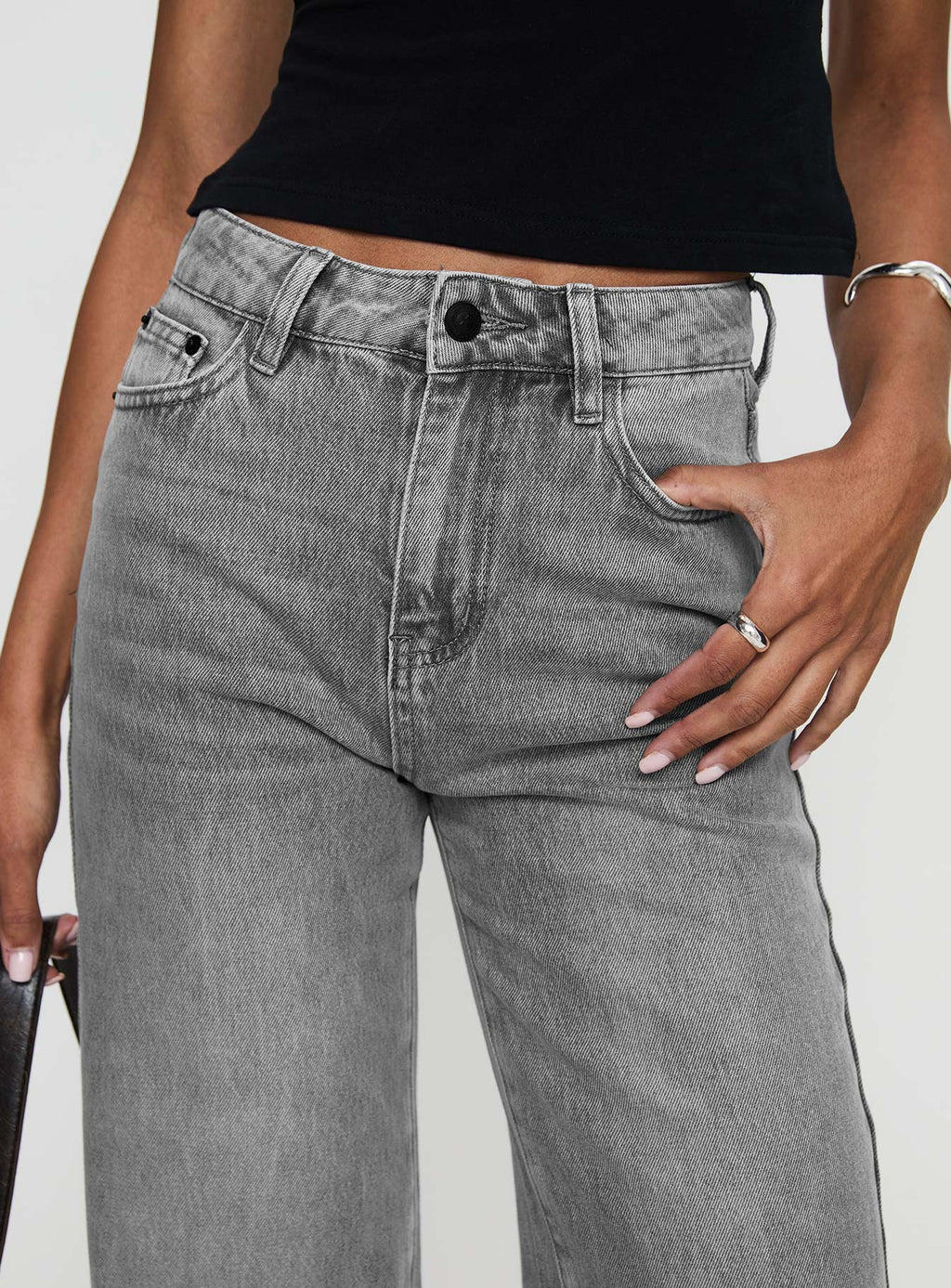 Henesey High Rise Straight Leg Jeans Washed Grey