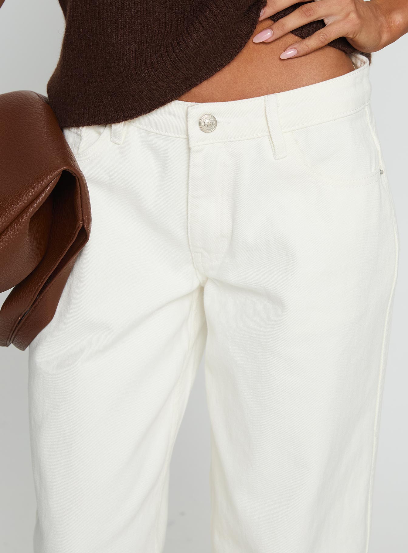 Ramos Low Rise Wide Leg Jeans White