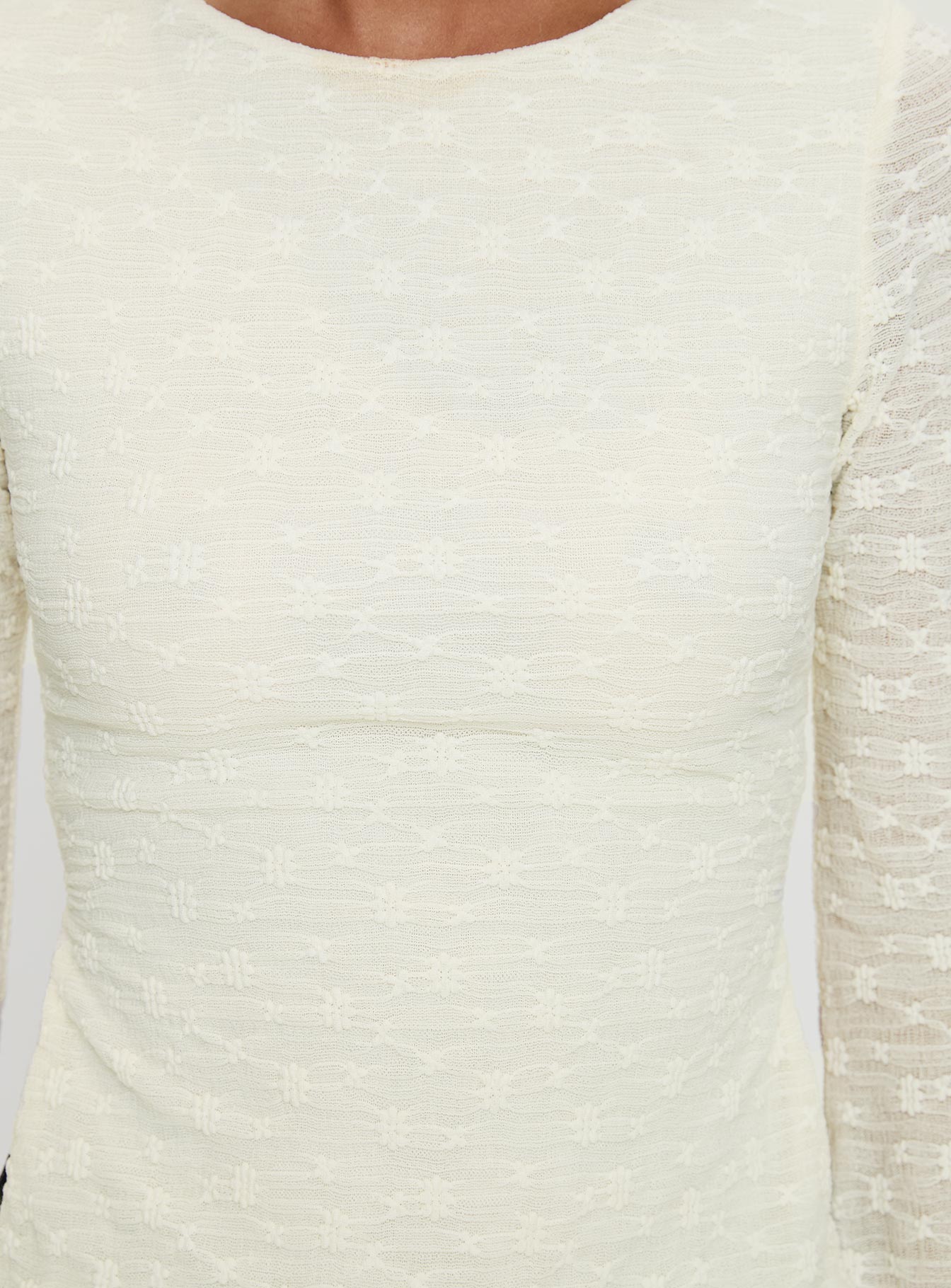 Shellee Long Sleeve Tie Back Top Cream