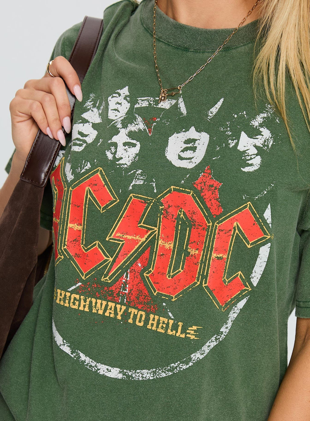 Acdc Vintage Oversized Graphic Top Green