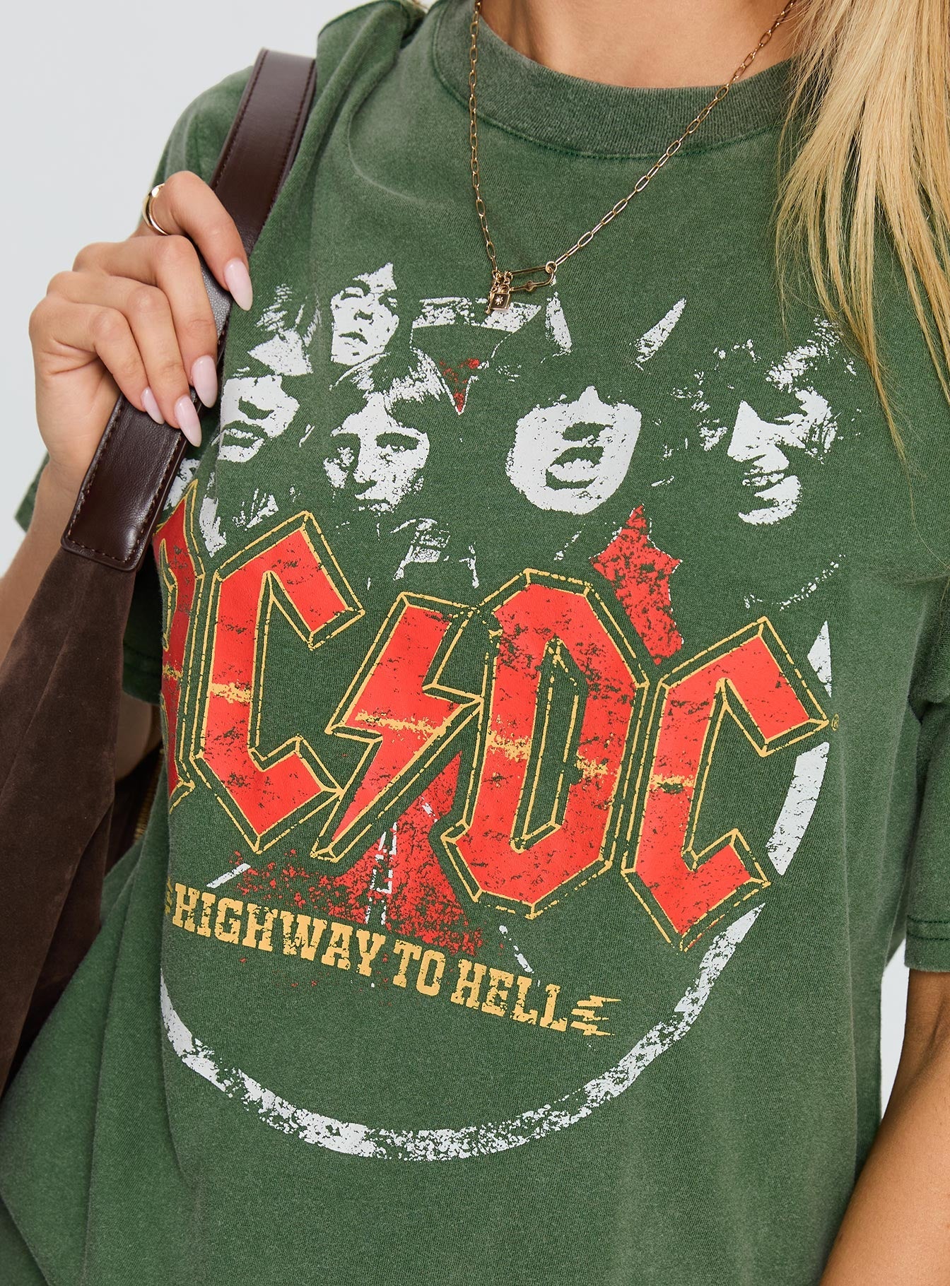 Acdc Vintage Oversized Graphic Top Green