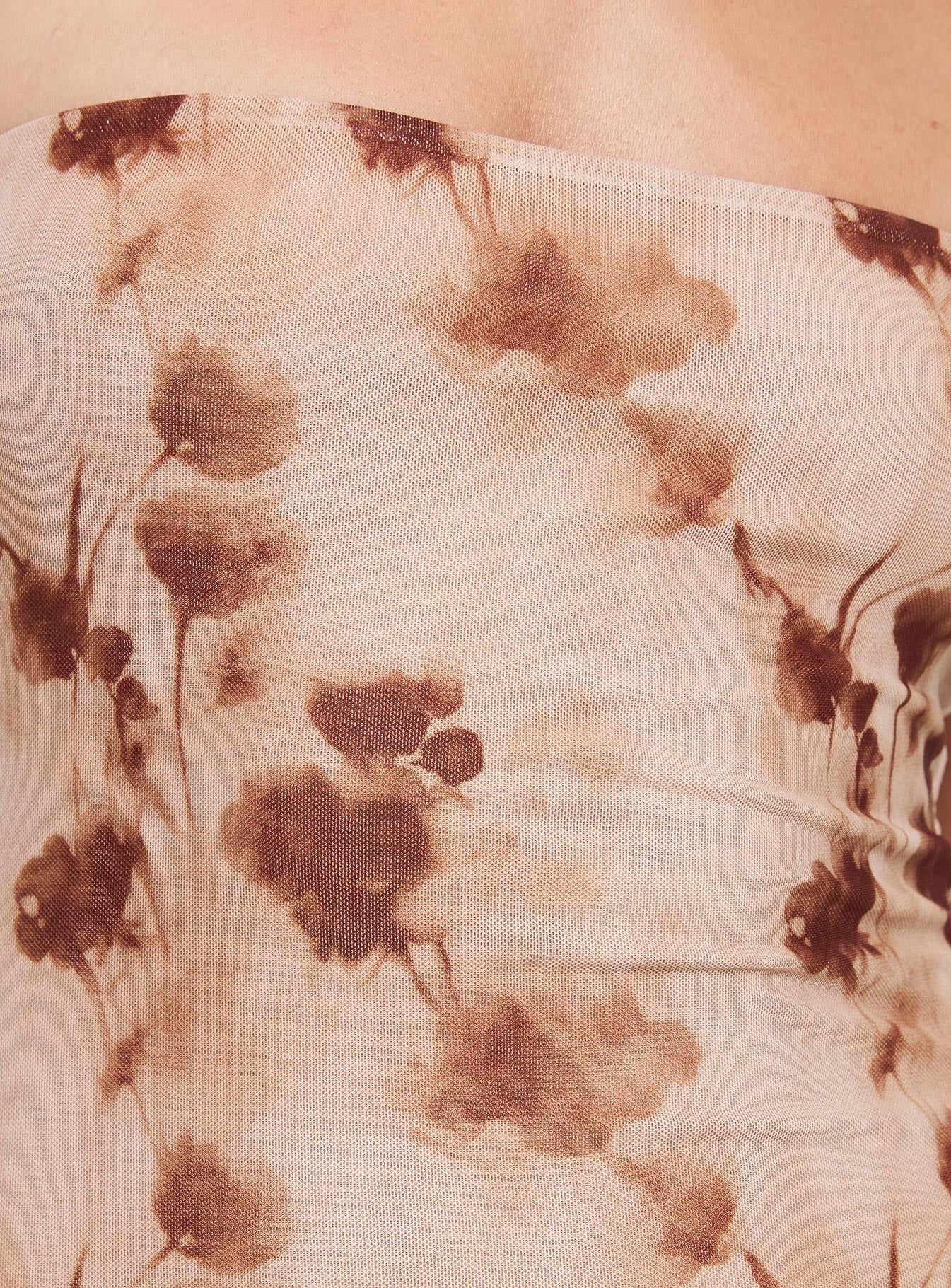 Stockton Strapless Mini Dress Beige Floral