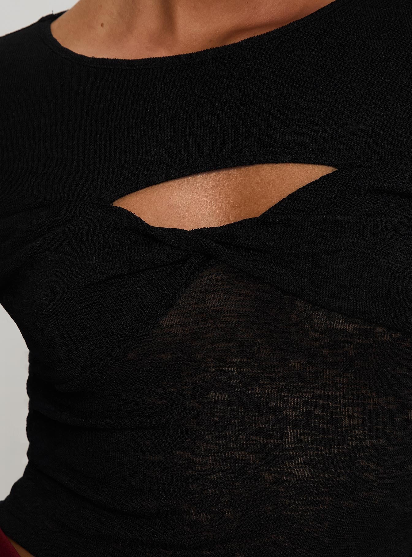 Sandrine Twist Long Sleeve Top Black