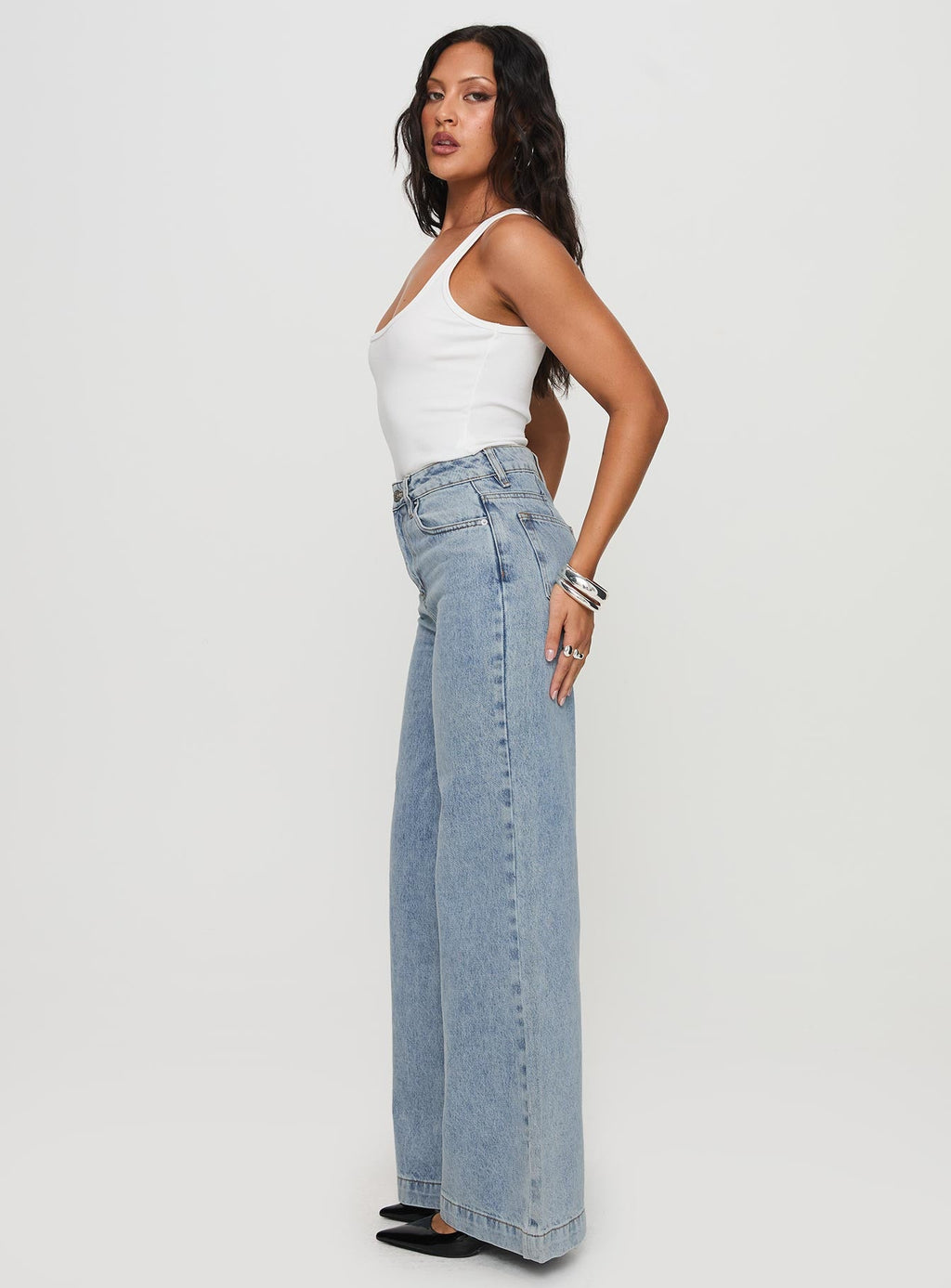 Goldie High Rise Wide Leg Jeans Light Wash