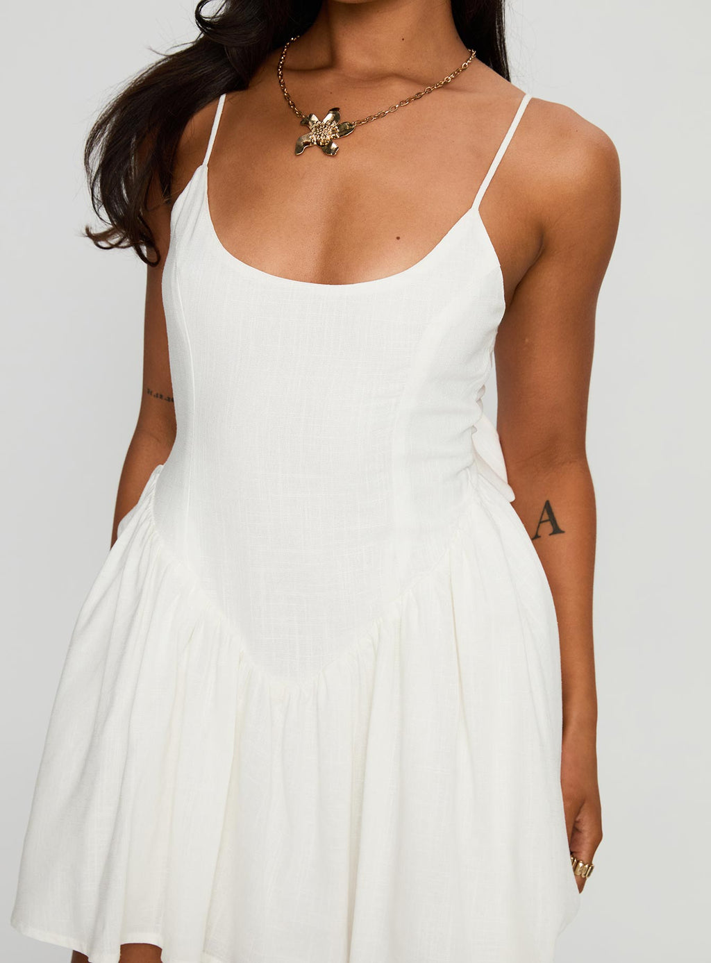 Angel Wings Tie Up Mini Dress White