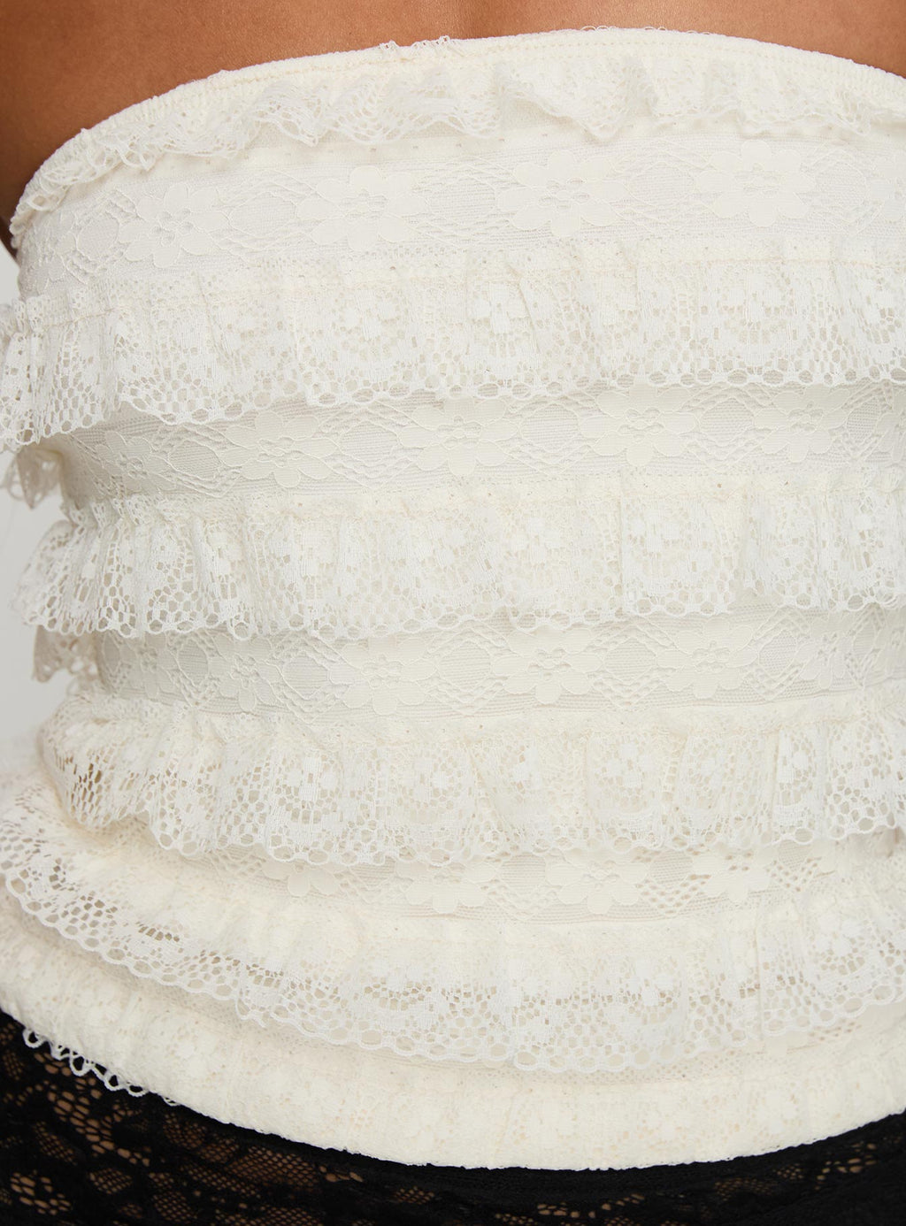 Saturn Returns Strapless Lace Top Cream