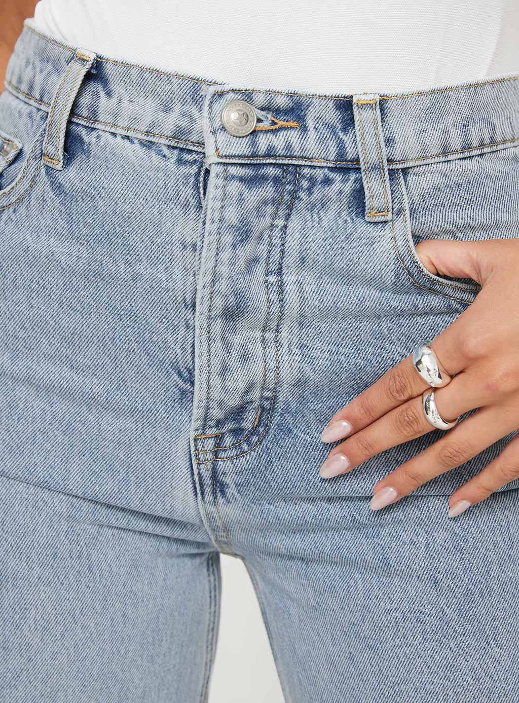 Fawcett High Rise Straight Leg Jeans Light Blue Wash Petite