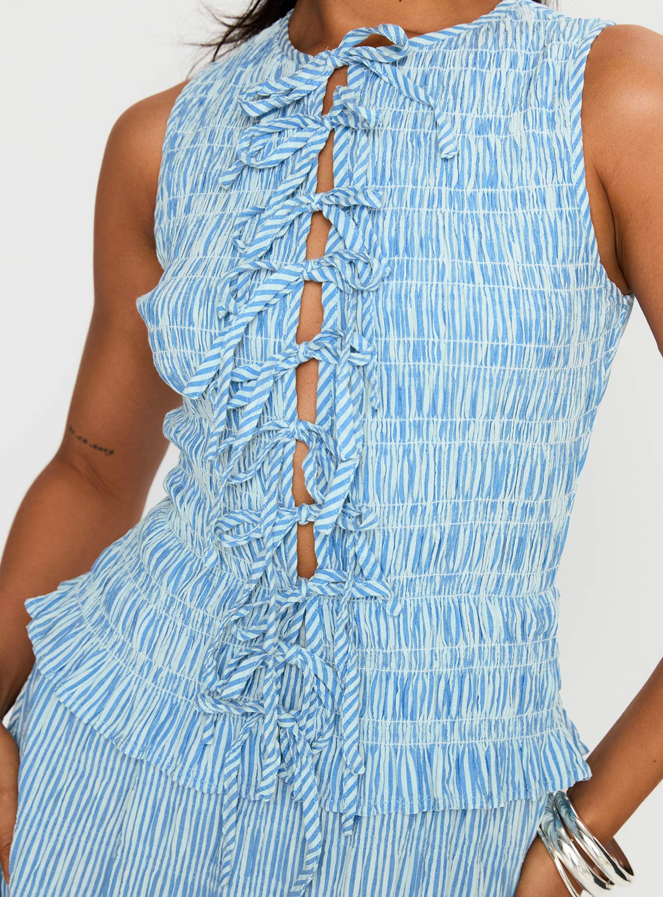 Songbird Shirred Maxi Dress Blue