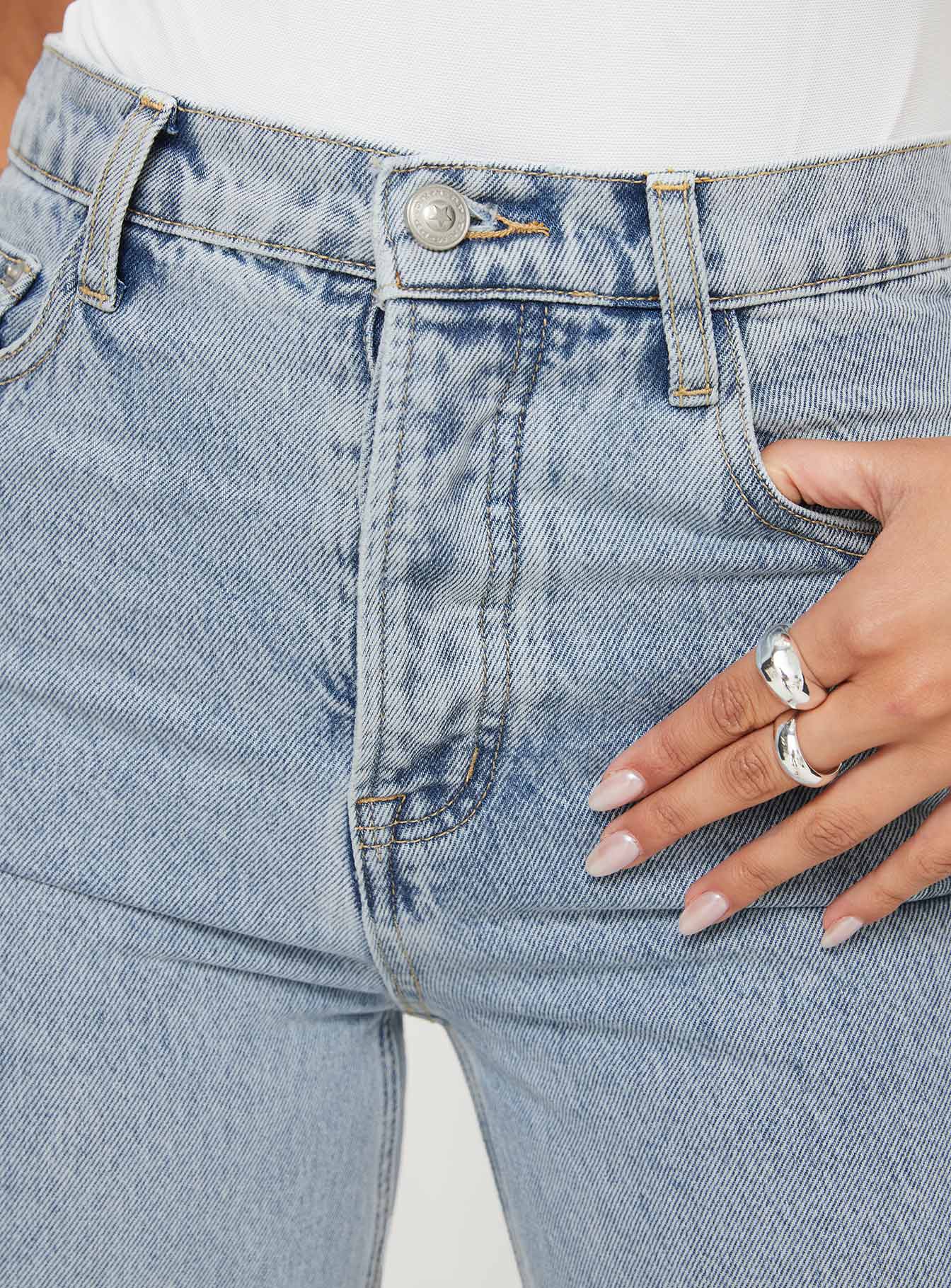 Fawcett High Rise Straight Leg Jeans Light Blue Wash Denim Tall