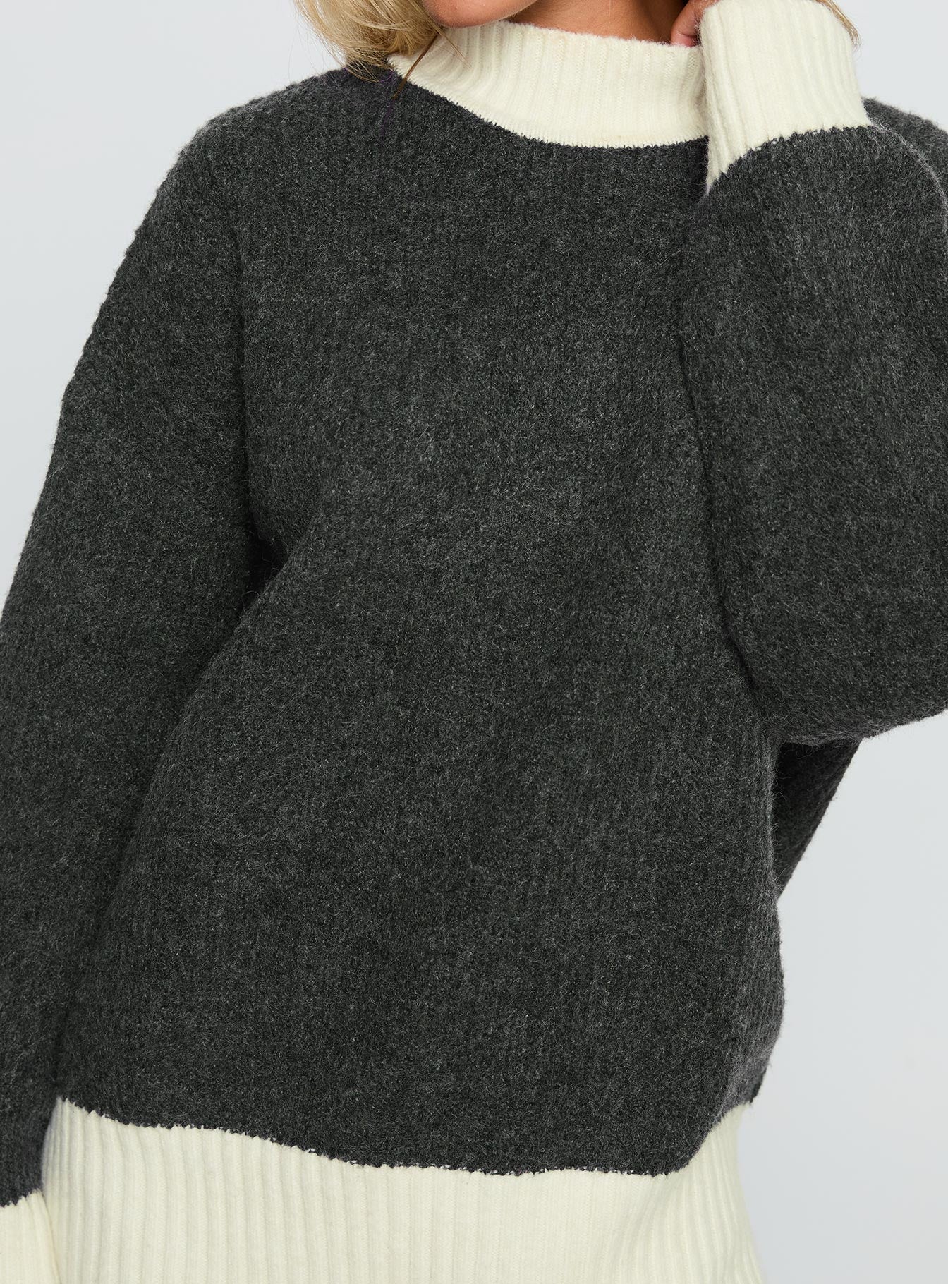 Broken Hearts Club Knit Sweater Grey