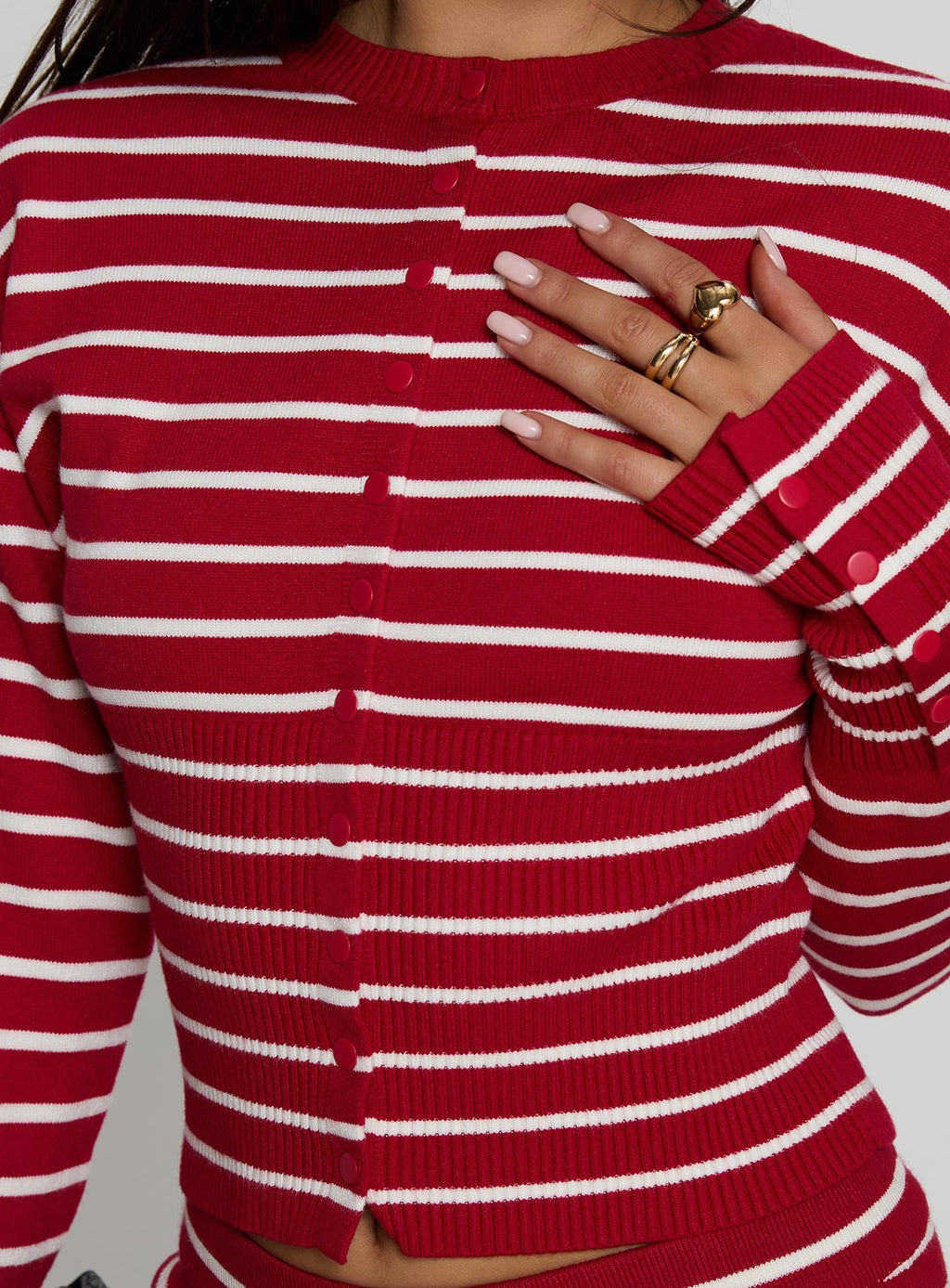 Head In The Clouds Cardigan Crimson Stripe