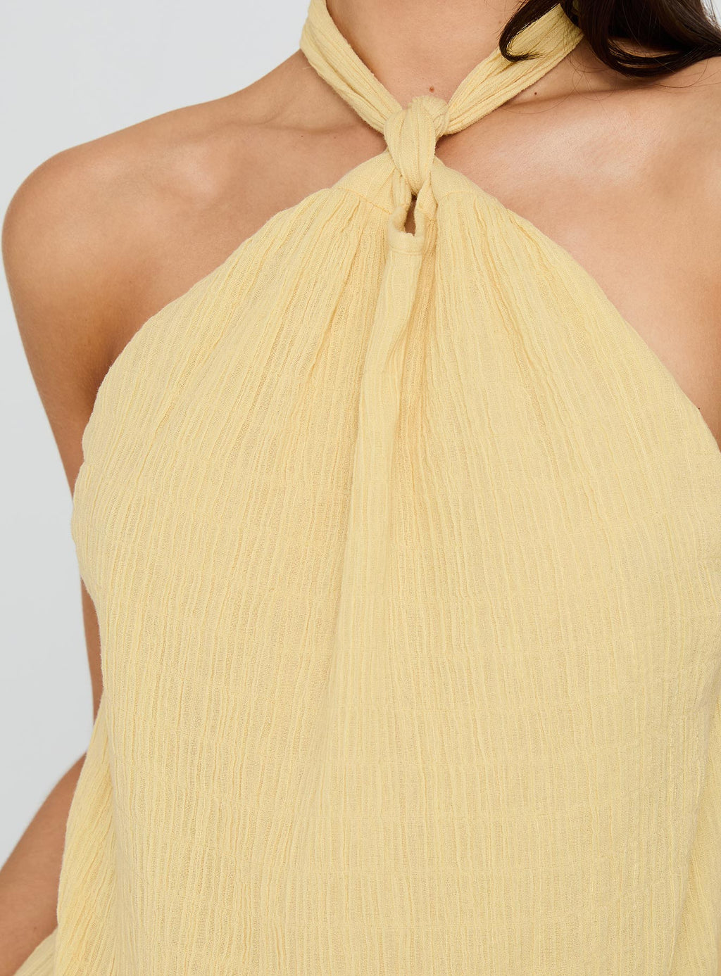 Kaiko Halter Mini Dress Yellow