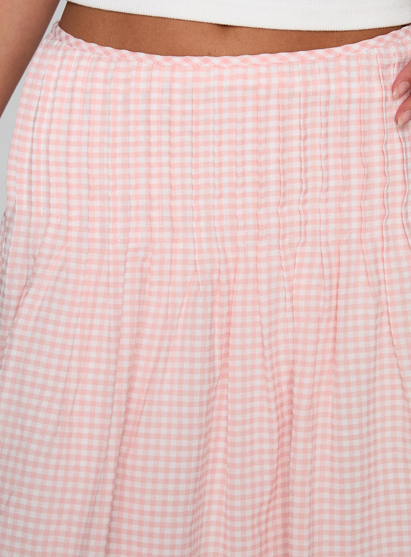 Maryanna Midi Skirt Pink Gingham