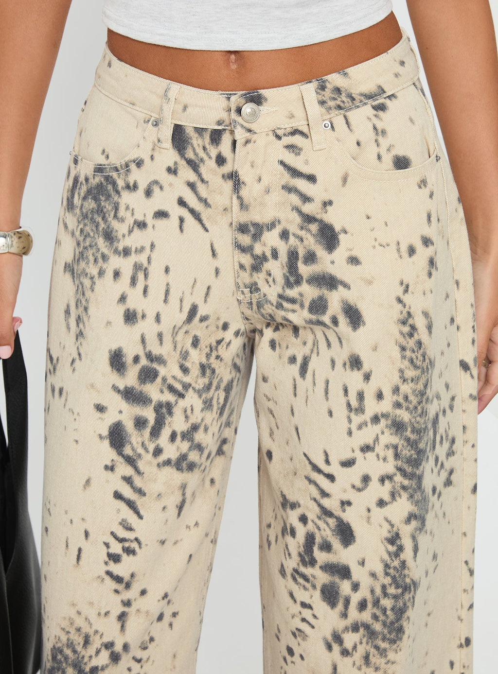 Naylor Mid Rise Wide Leg Jeans Animal Spot