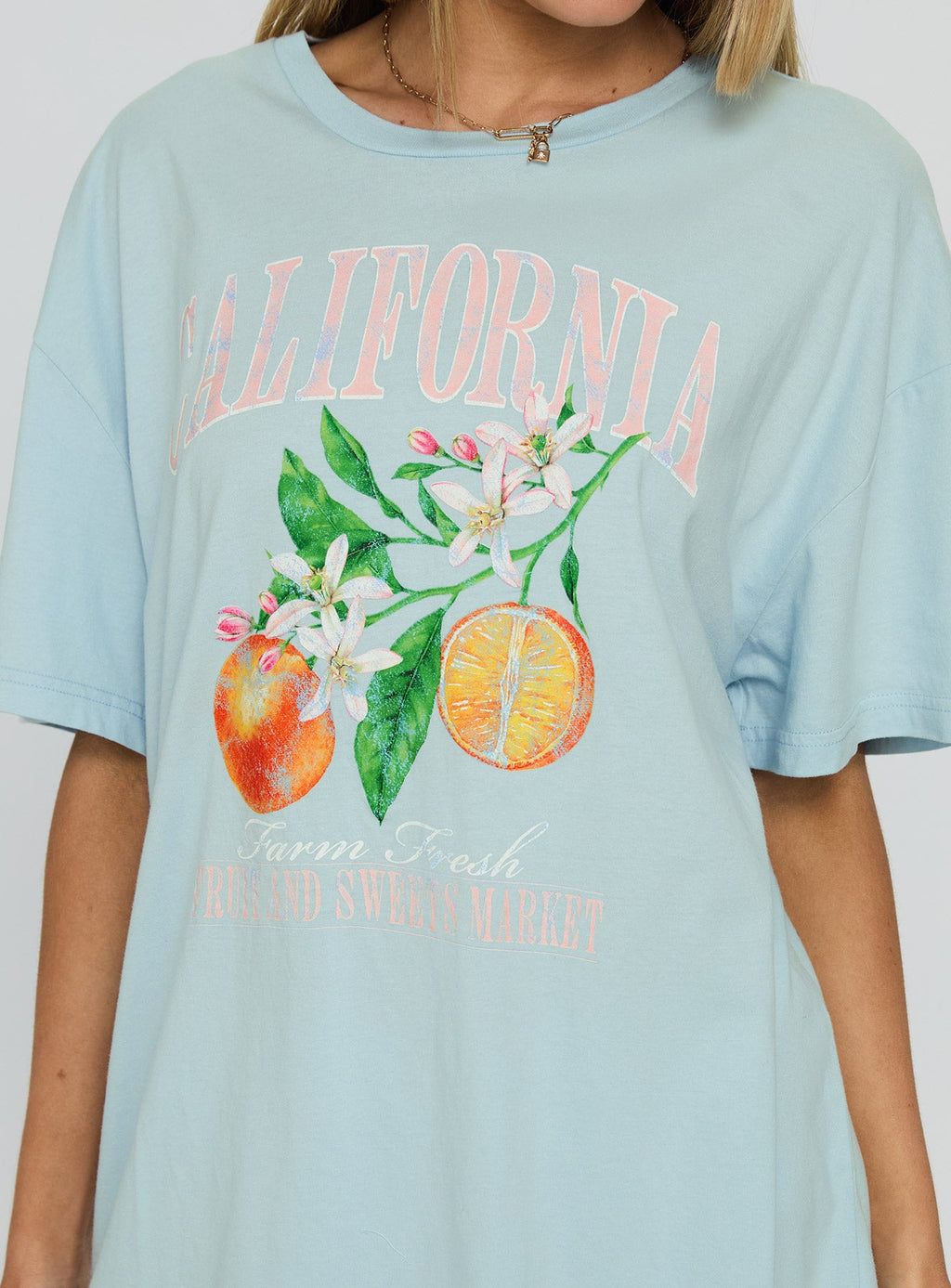 California Sugar Oversized Graphic Tee Blue