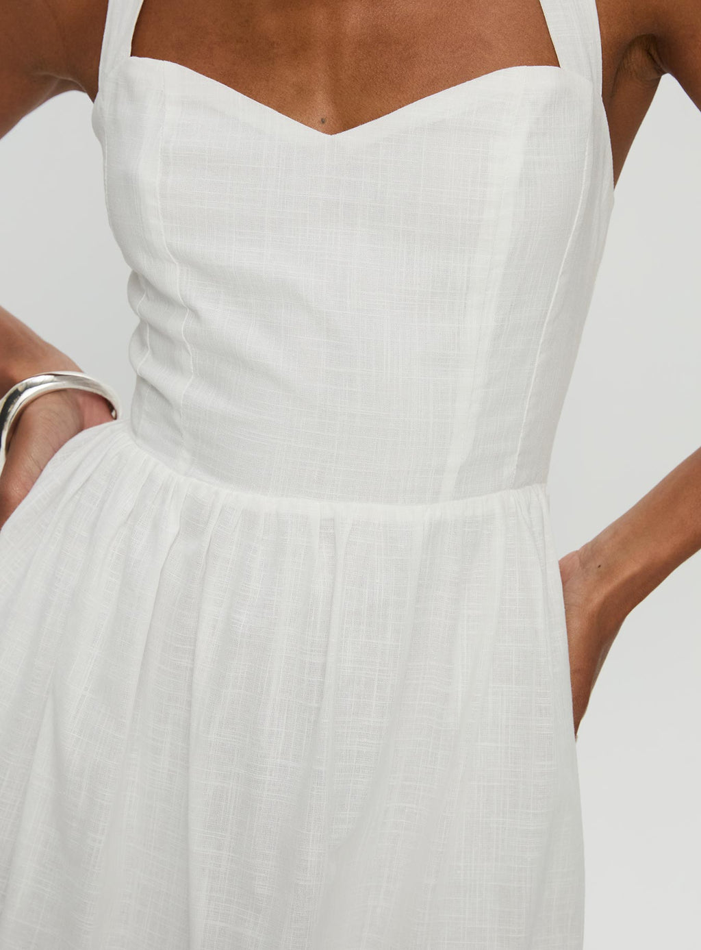 Zolena Halter Mini Dress White