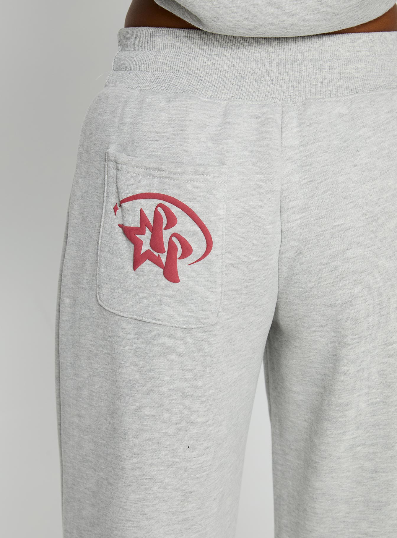 Princess Polly Stargirl Wide Leg Sweat Pants Grey Marle