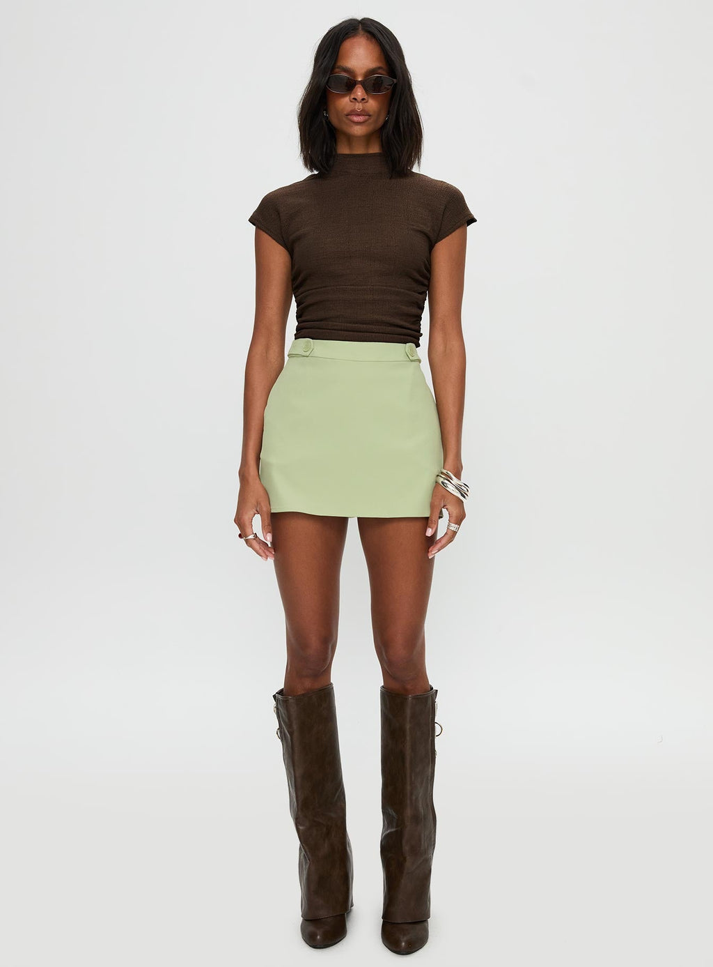 Hosier Twill Mini Skirt Green