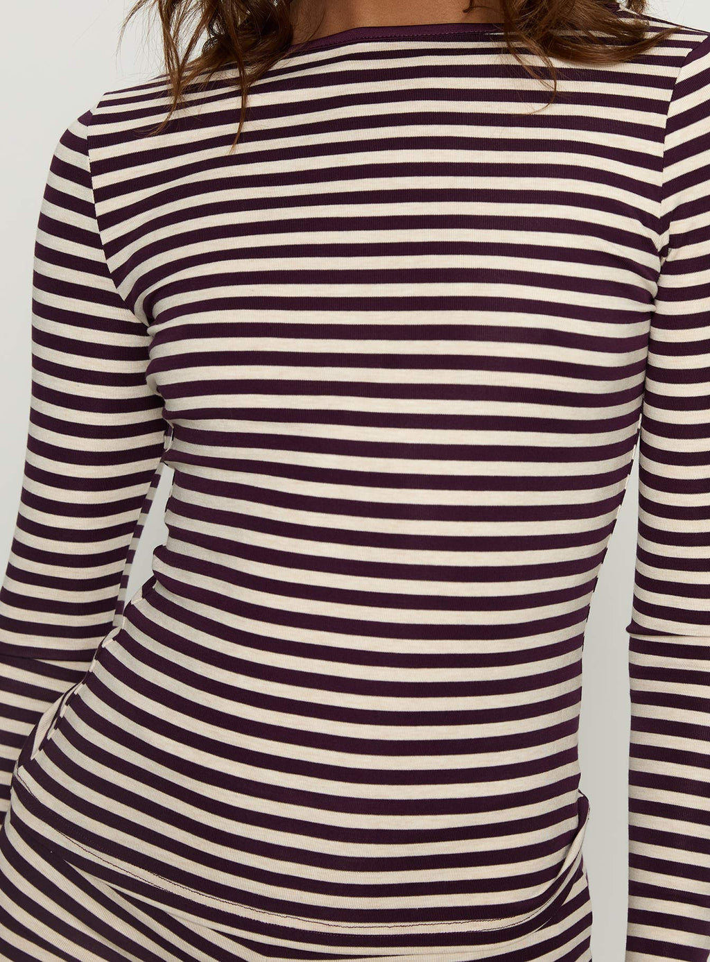 Caprise Wide Neck Long Sleeve Top Purple Stripe