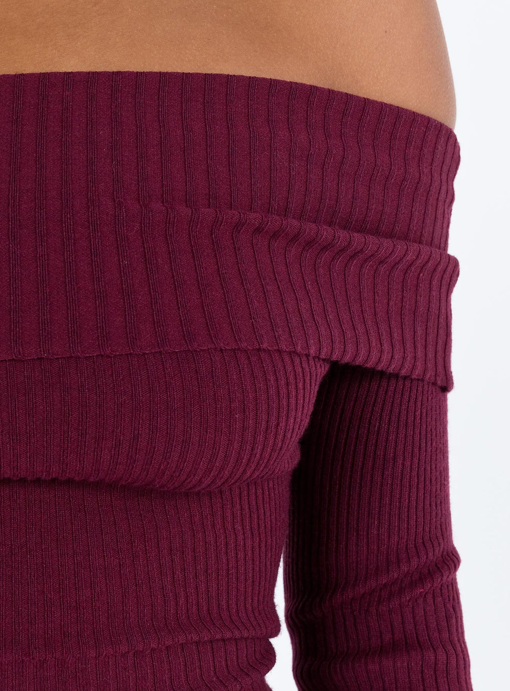 Morley Off Shoulder Sweater Burgundy