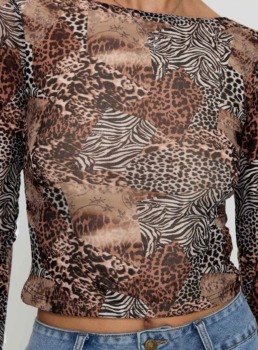Tied In Long Sleeve Top Leopard