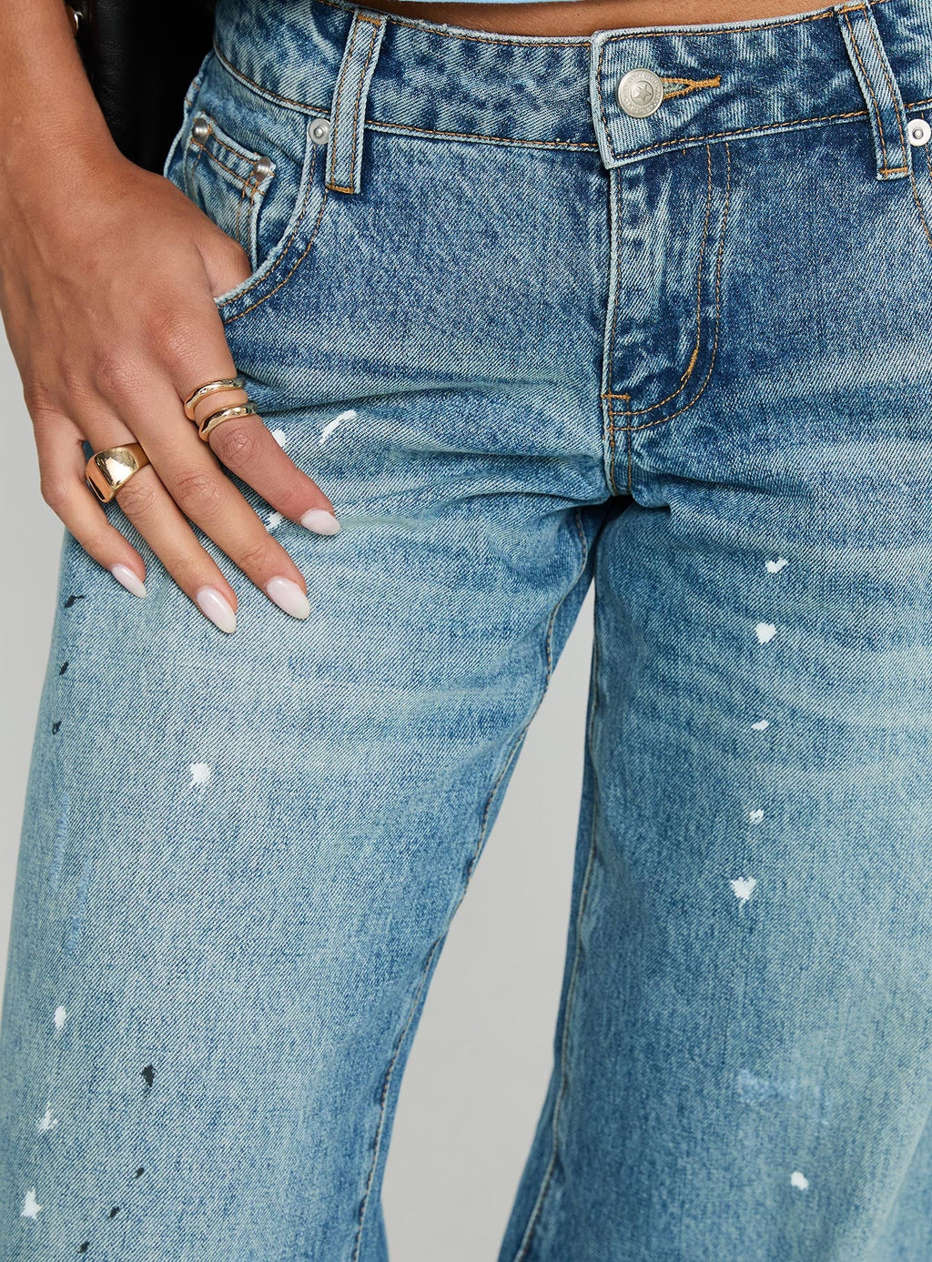 Picasso Mid Rise Straight Leg Jeans Mid Blue