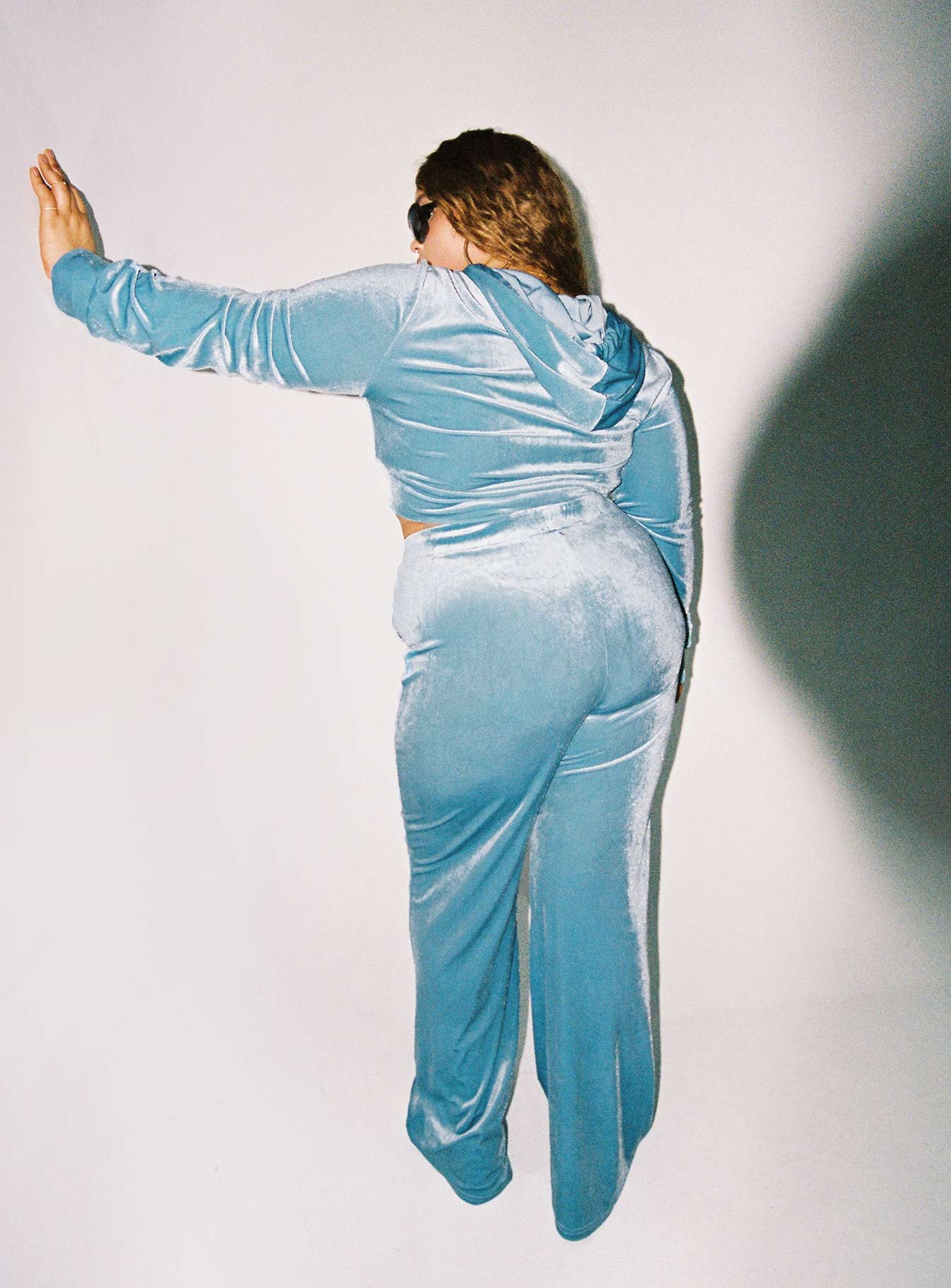 Velour Track Pant Blue Curve