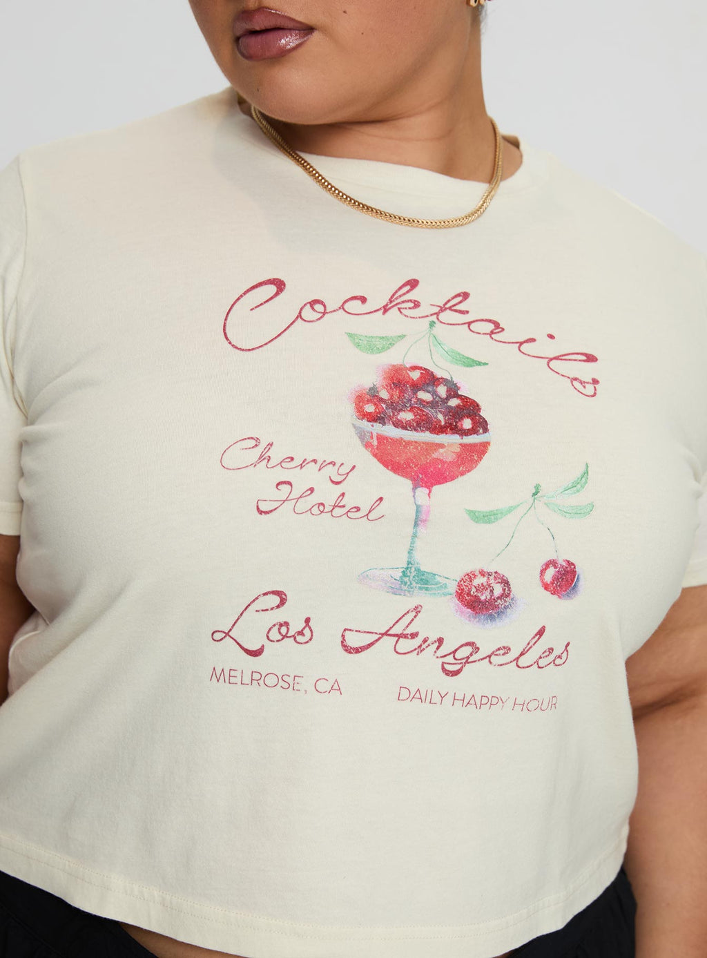Cherry Cocktails Tee Cream Curve