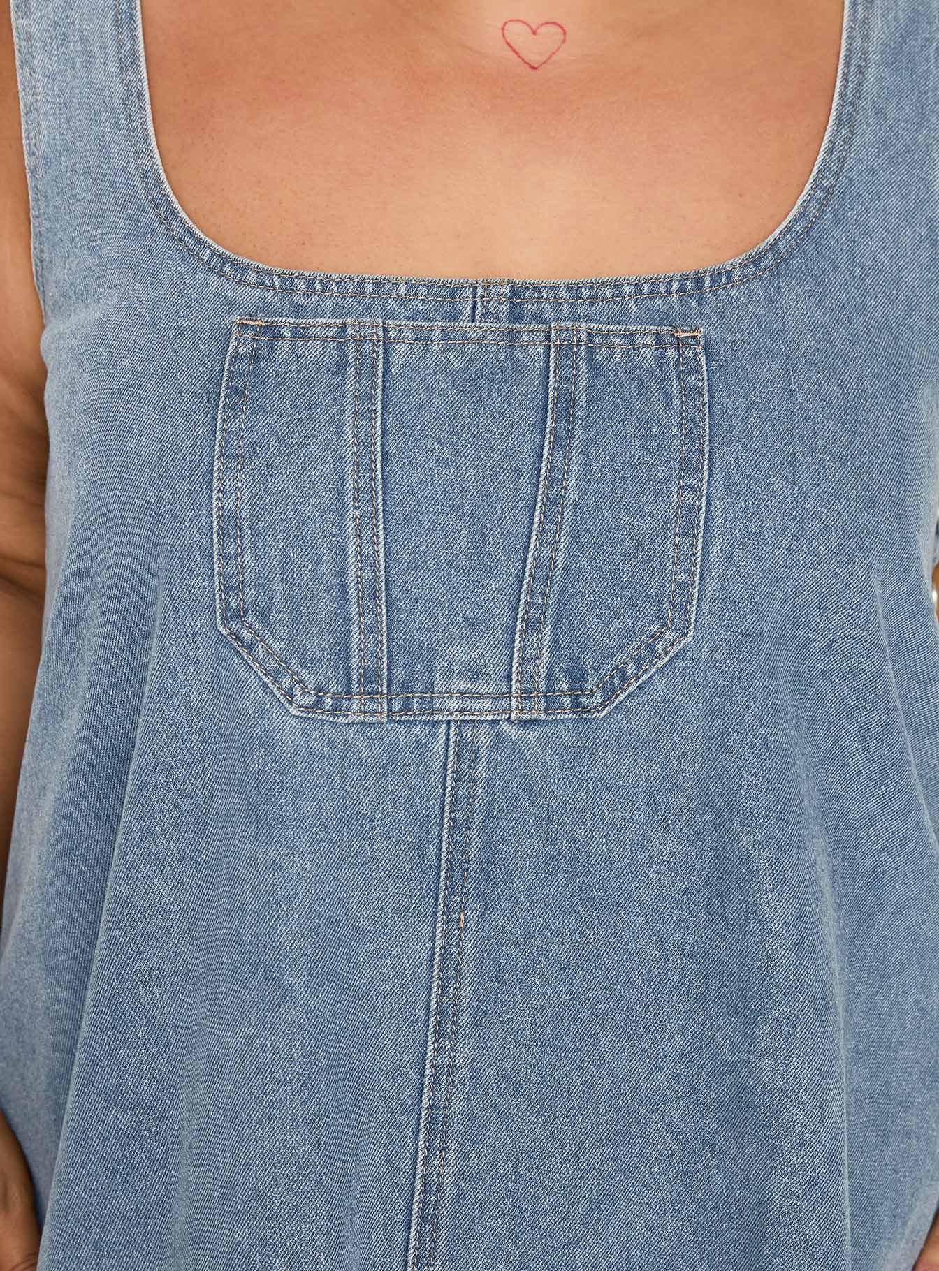 State Of Mind Mini Dress Blue Denim Curve