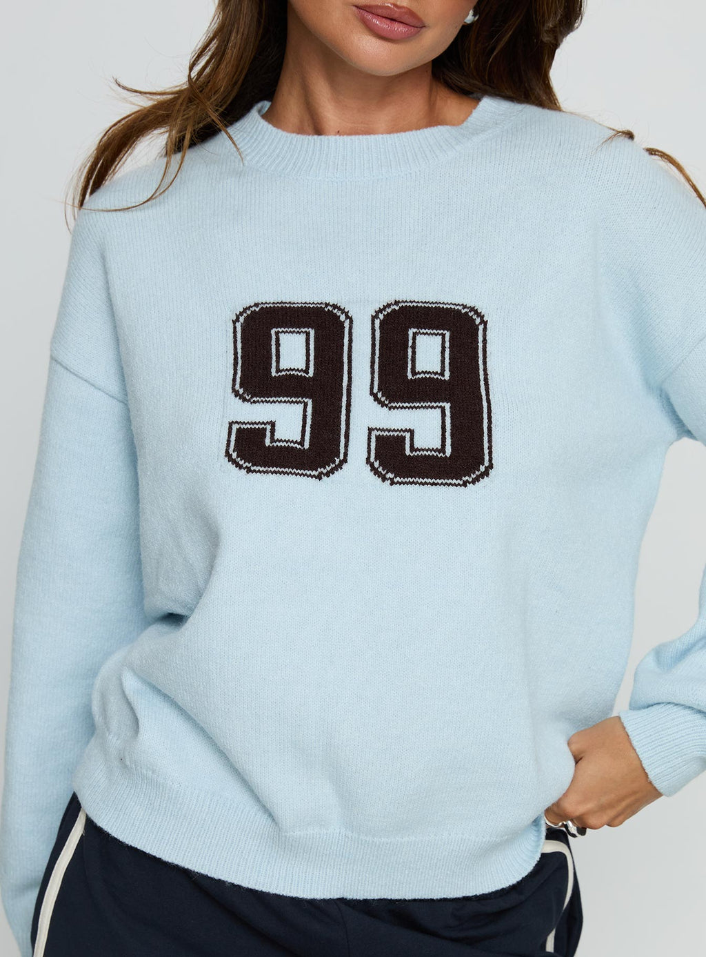 Ranee Graphic Knit Sweater Blue