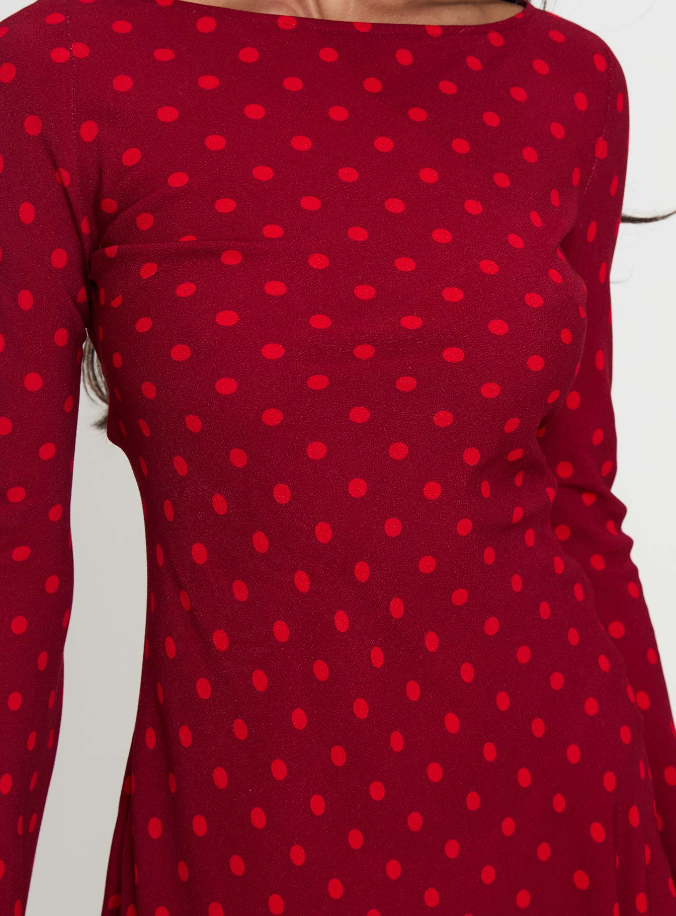 Good Graces Long Sleeve Mini Dress Red Dot