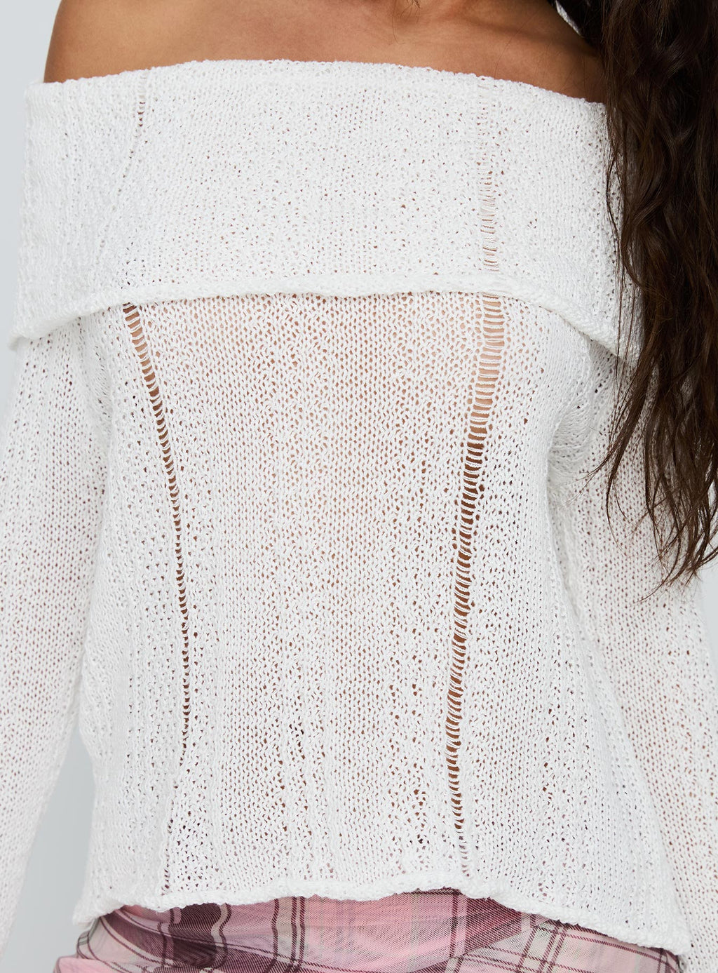 So Gone Off Shoulder Knit Sweater White