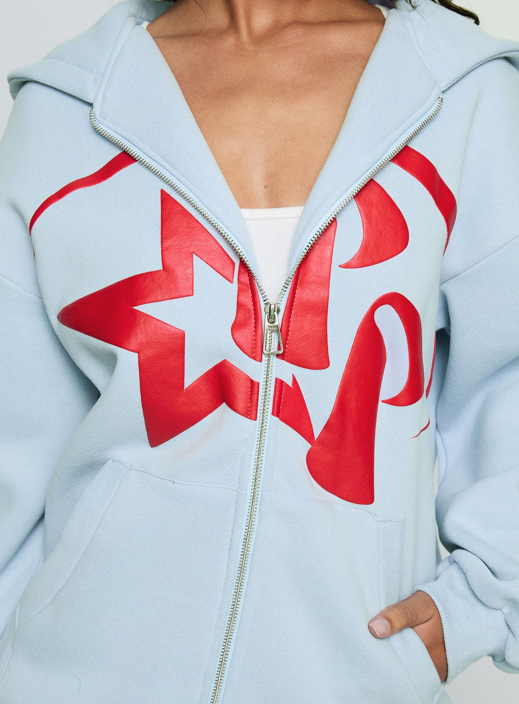 Starblazer Zip Up Graphic Hoodie Blue / Red