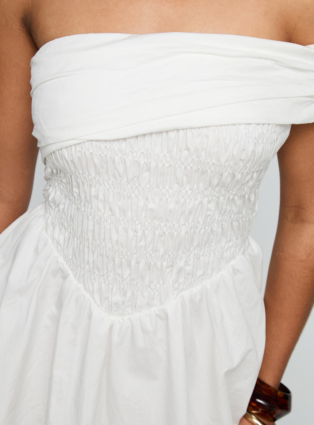 Fruitful Off Shoulder Mini Dress White