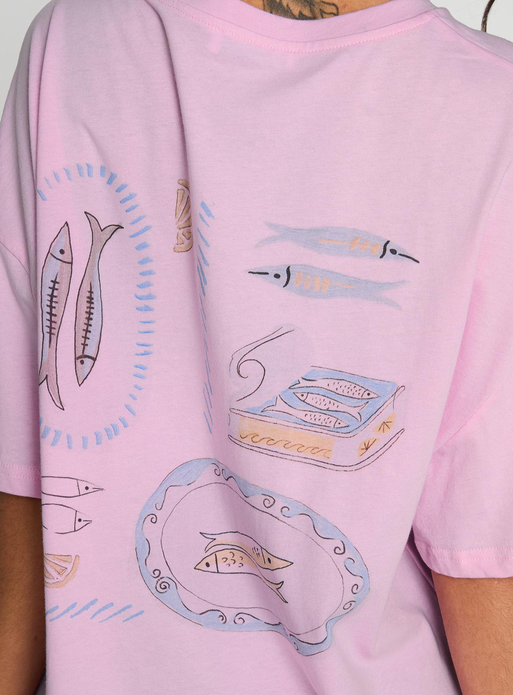 Sardines Please Oversized Tee Pink