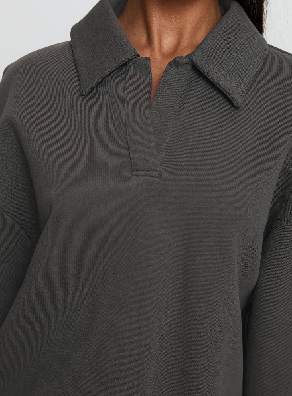 Back Around Collared Fleece Jumper Slate