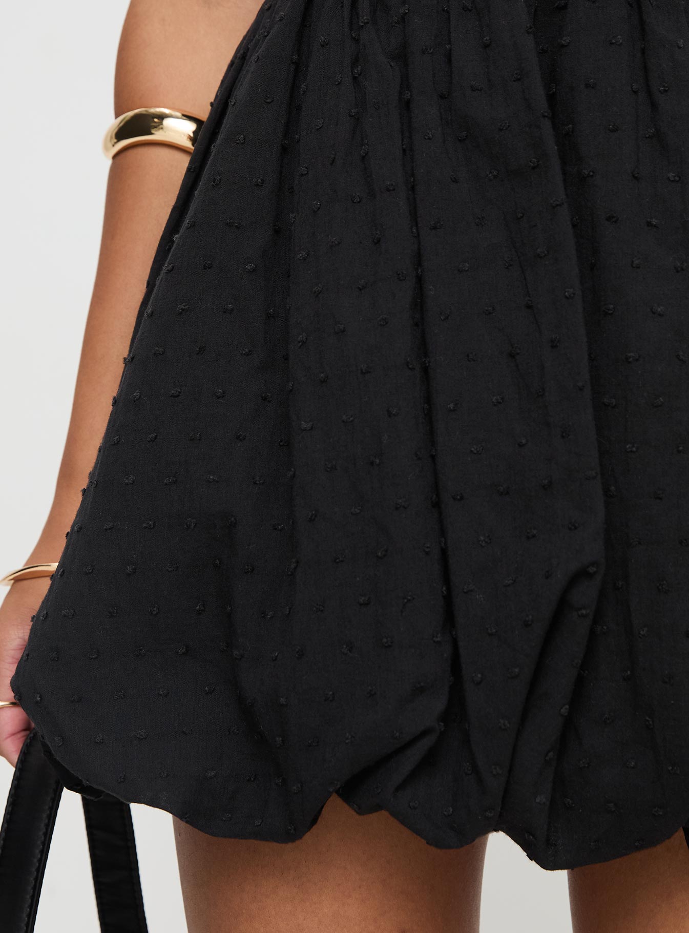 Serenele Strapless Bubble Hem Mini Dress Black