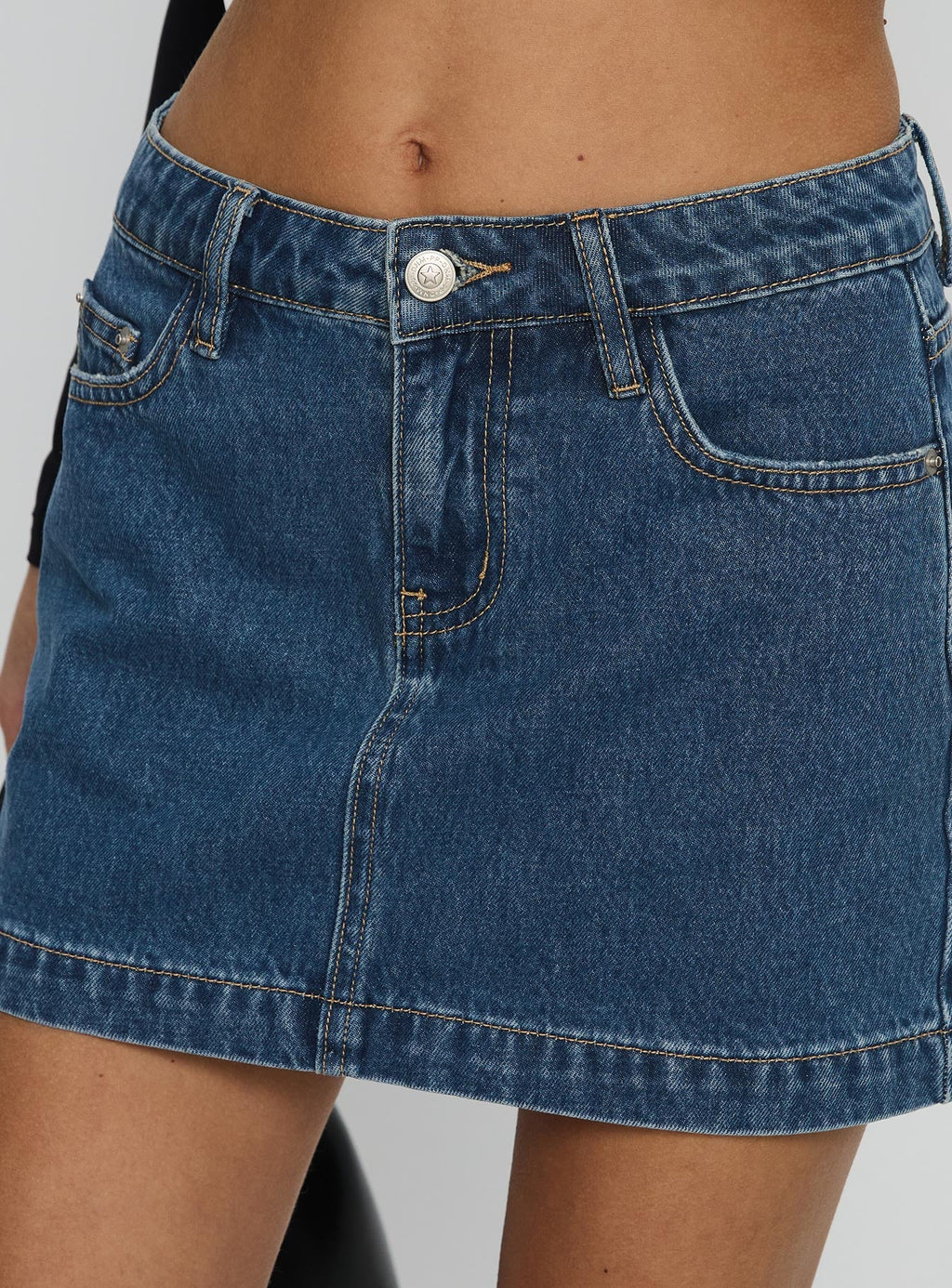 Nickei Denim Mini Skirt Mid Wash Tall