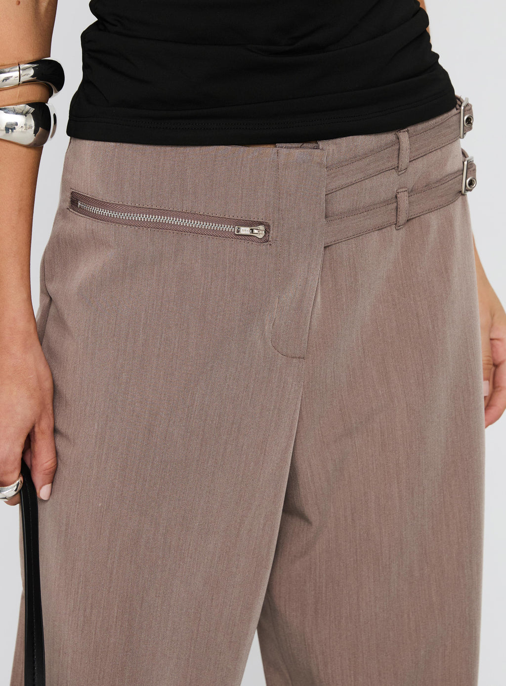 Rinah Belted Pants Brown