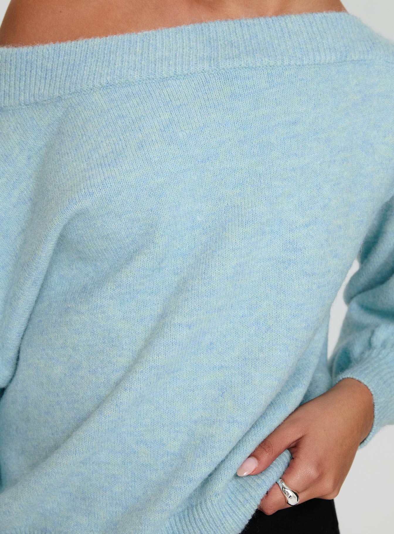 Noble Off The Shoulder Jumper Blue