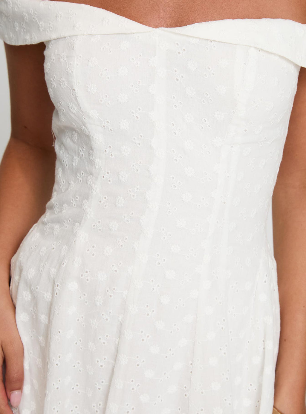 Rosebud Off The Shoulder Mini Dress White Petite