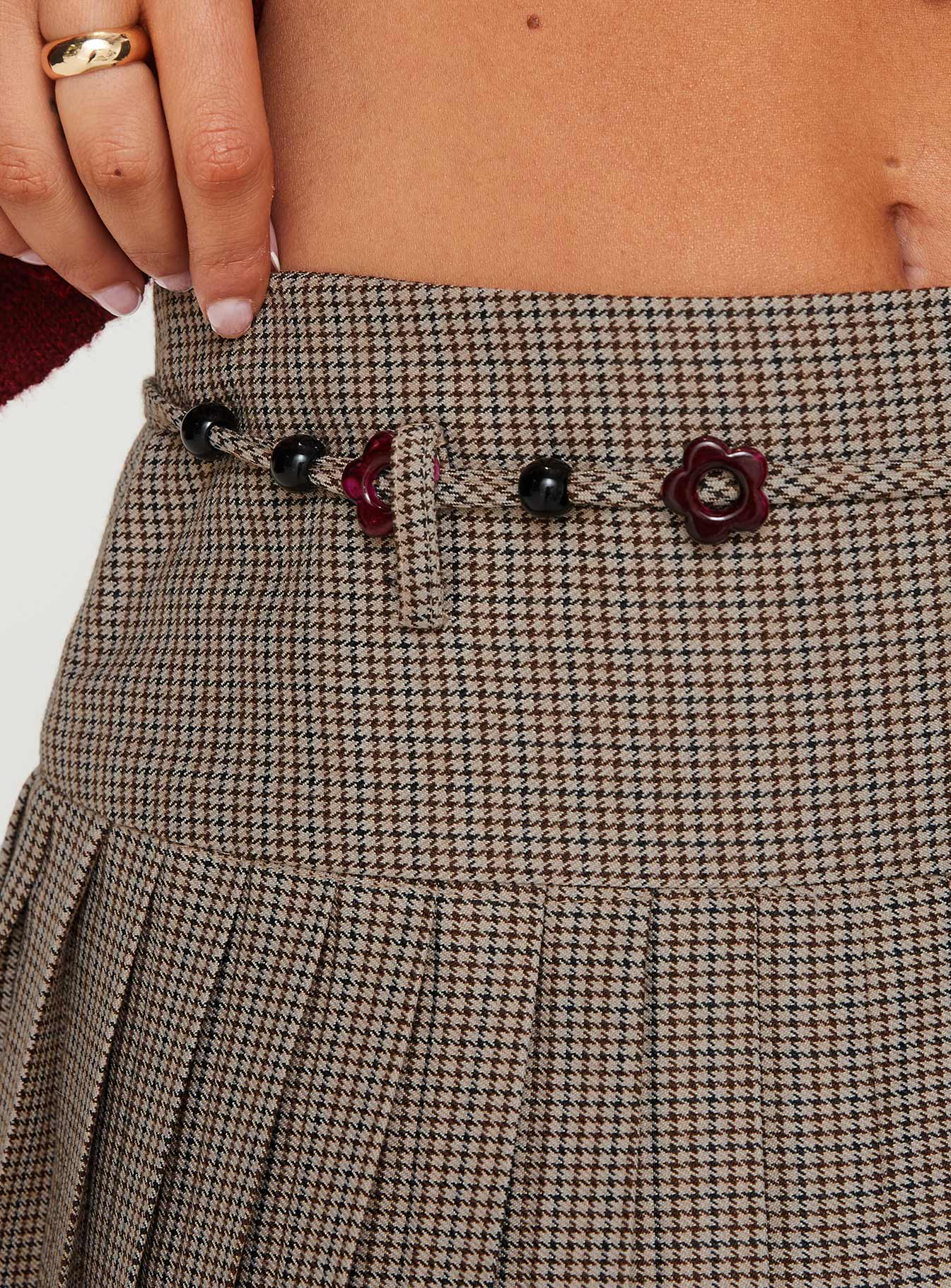 Tarnya Plaid Mini Skirt Brown